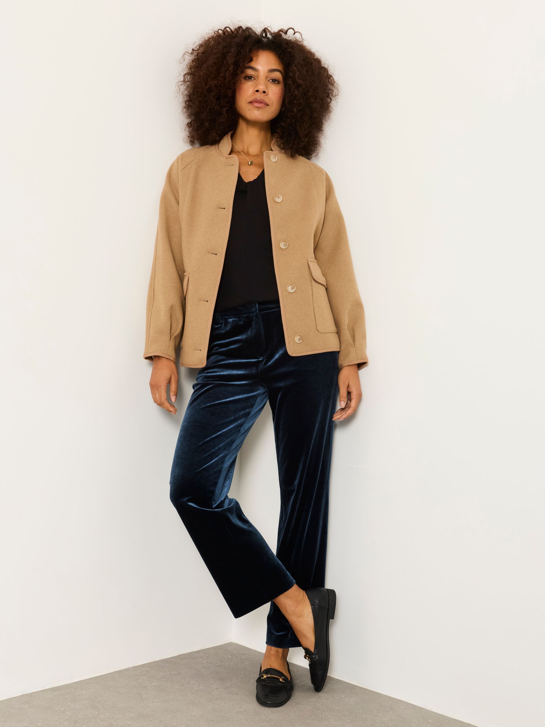 Tilly Blue Tapered Velvet Trousers - Image 5 of 6