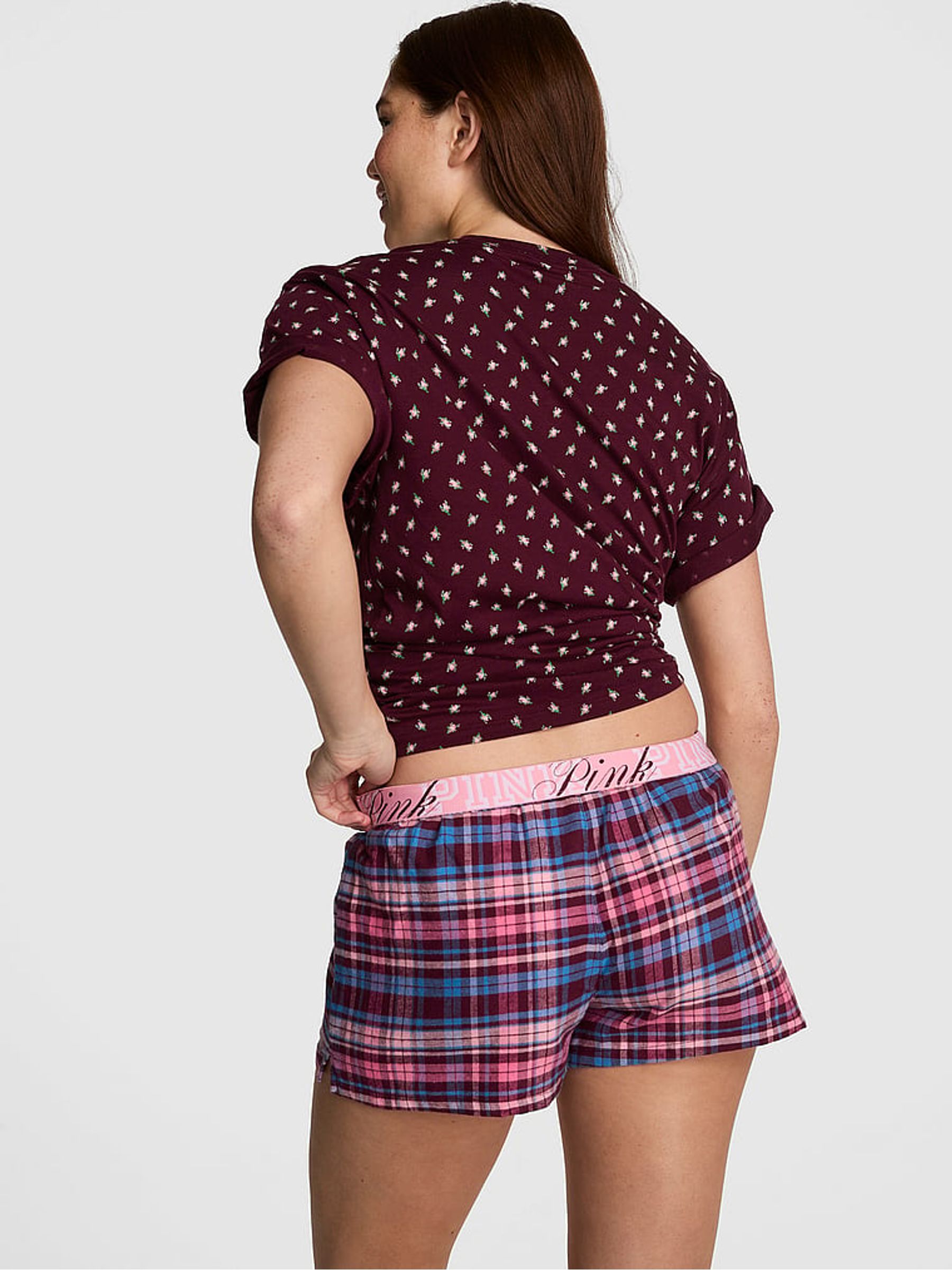 Purple Rose Tartan Short Flannel Pyjama Bottoms - Image 2 of 2