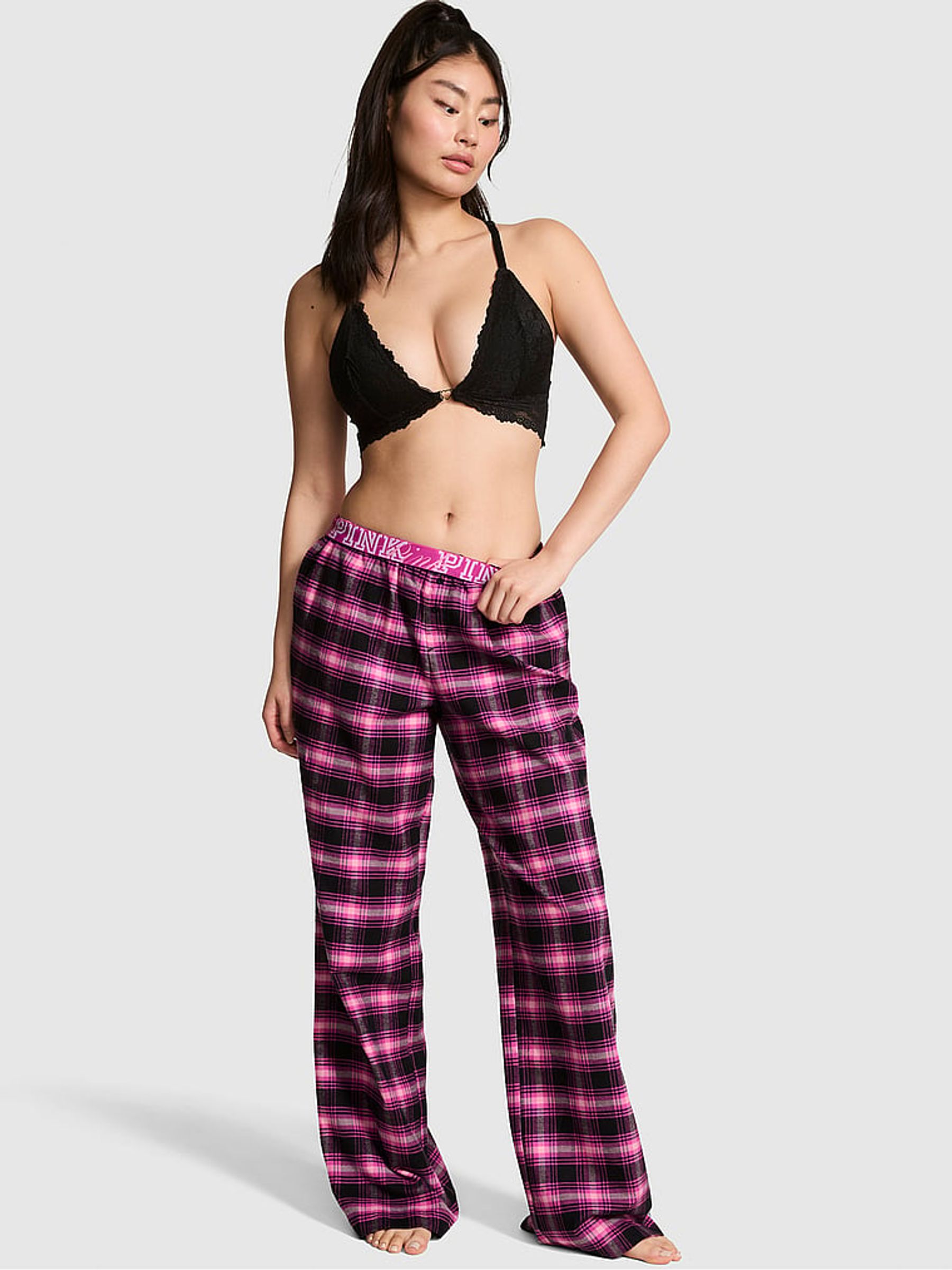 Black Skeleton Long Flannel Pyjama Bottoms - Image 1 of 3