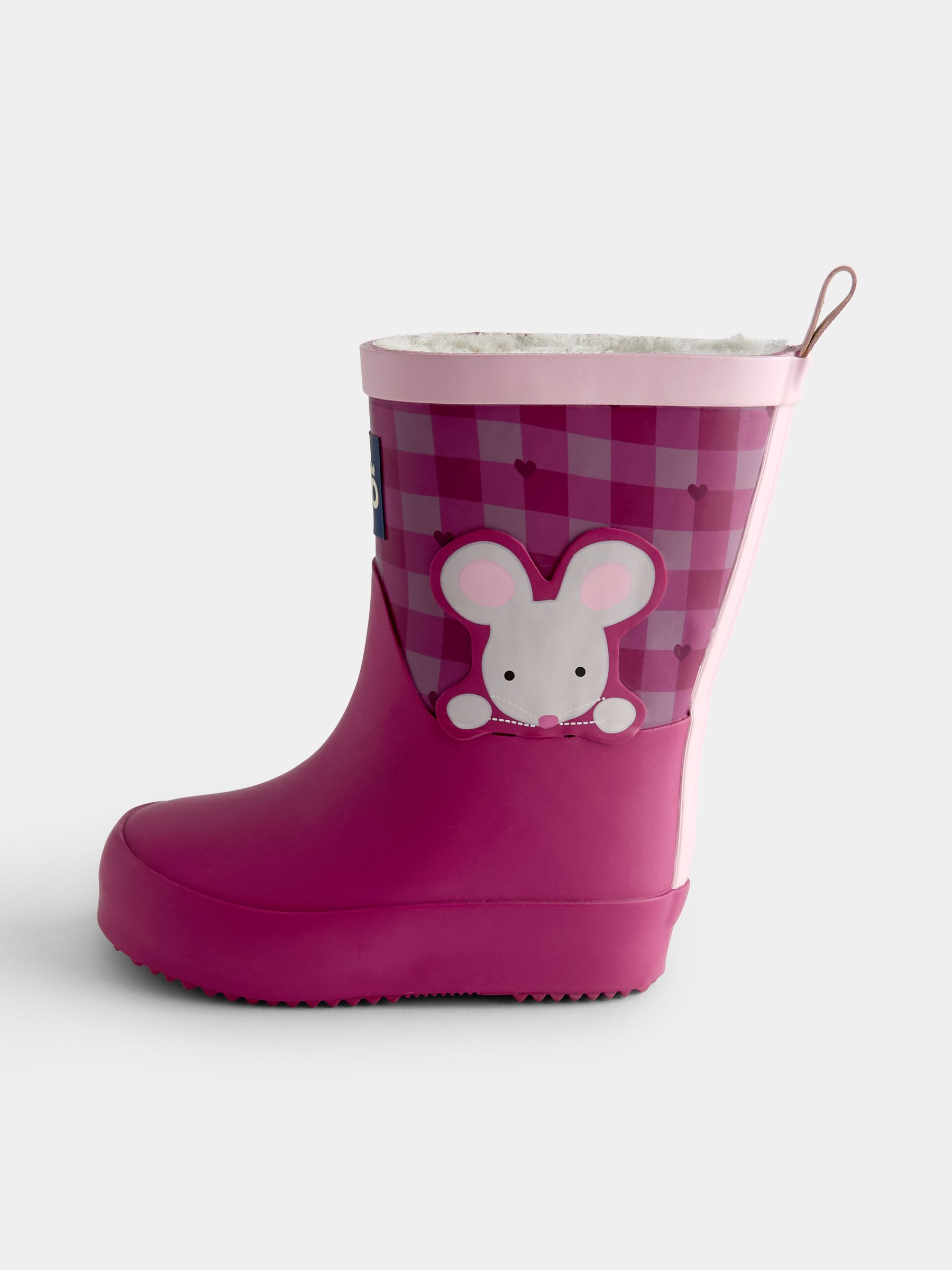 Berry Gingham Mouse Cosy Lined Wellies - Image 3 of 4