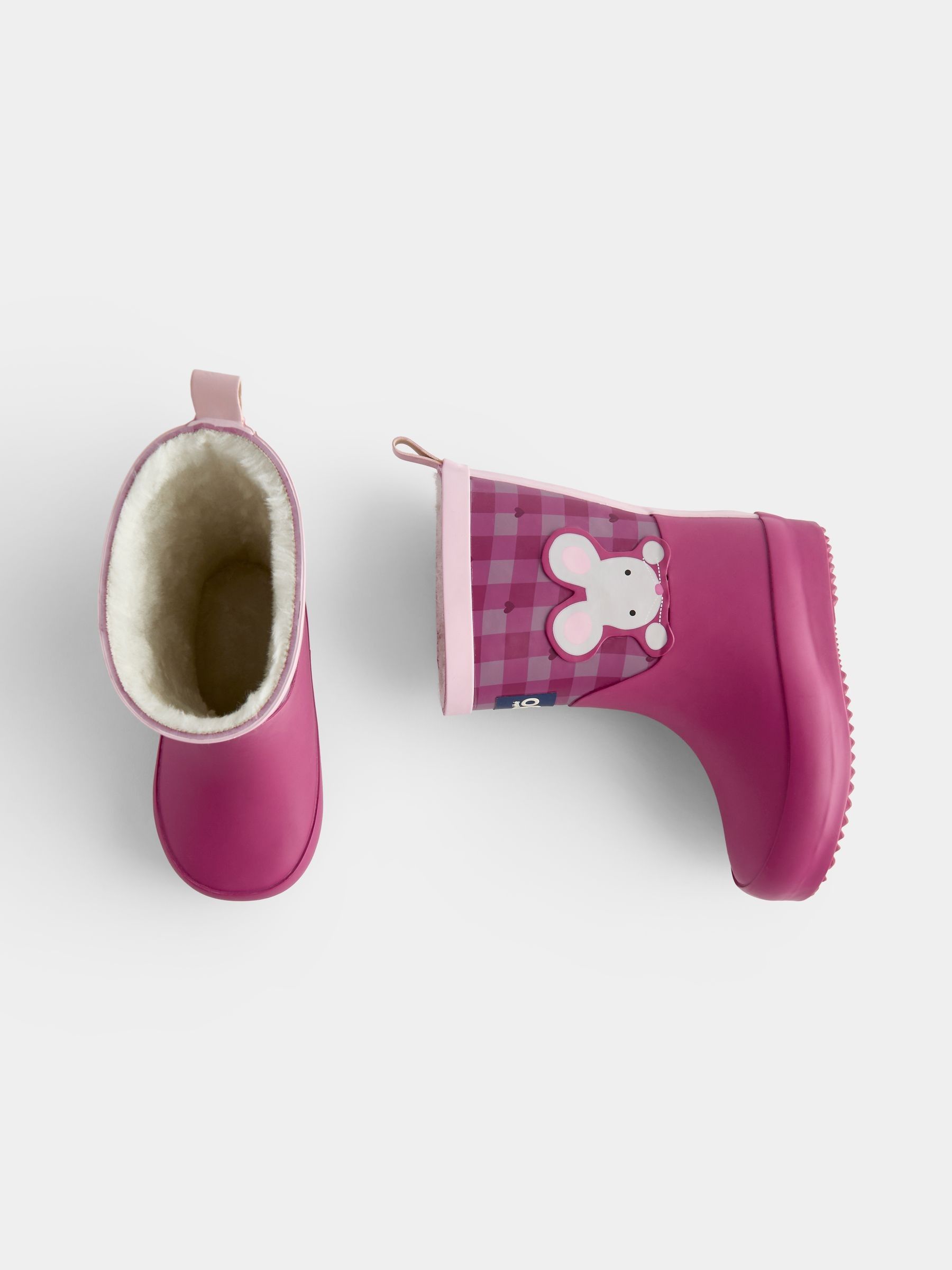 Berry Gingham Mouse Cosy Lined Wellies - Image 4 of 4