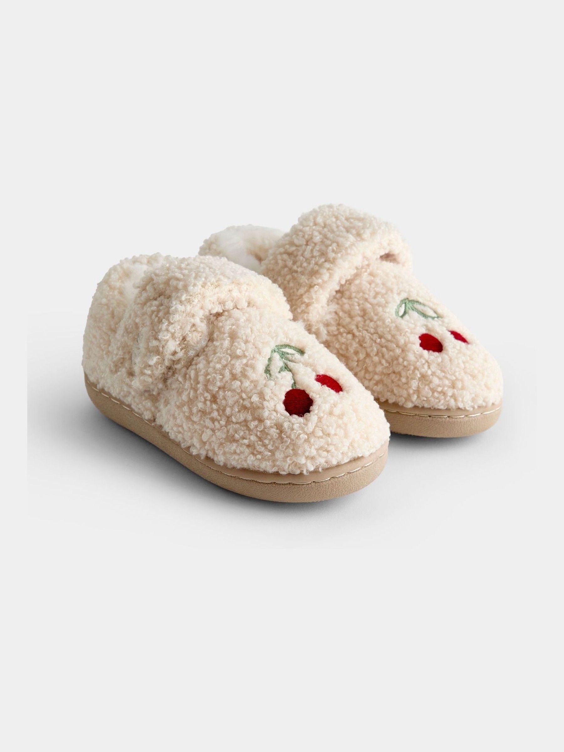 Natural Cherry Borg Slipper Shoe - Image 1 of 4 Natural Cherry Borg Slipper Shoe - Image 1 of 4