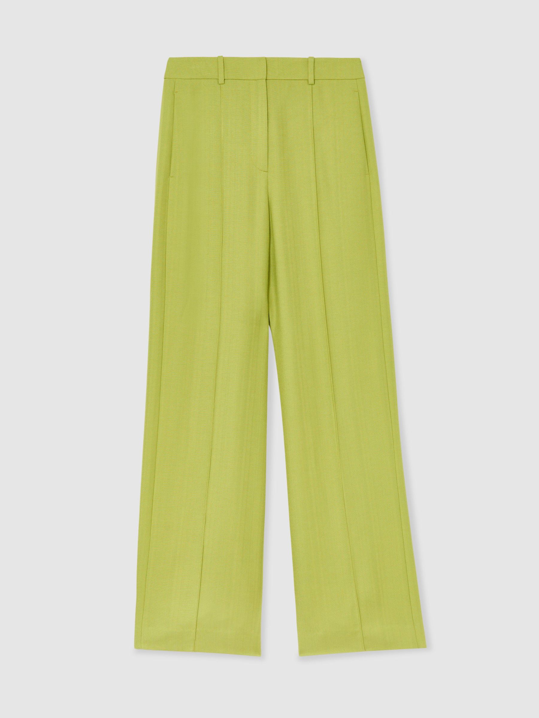 Petite Textured-Weave Wide-Leg Suit Trousers in Green - image 1