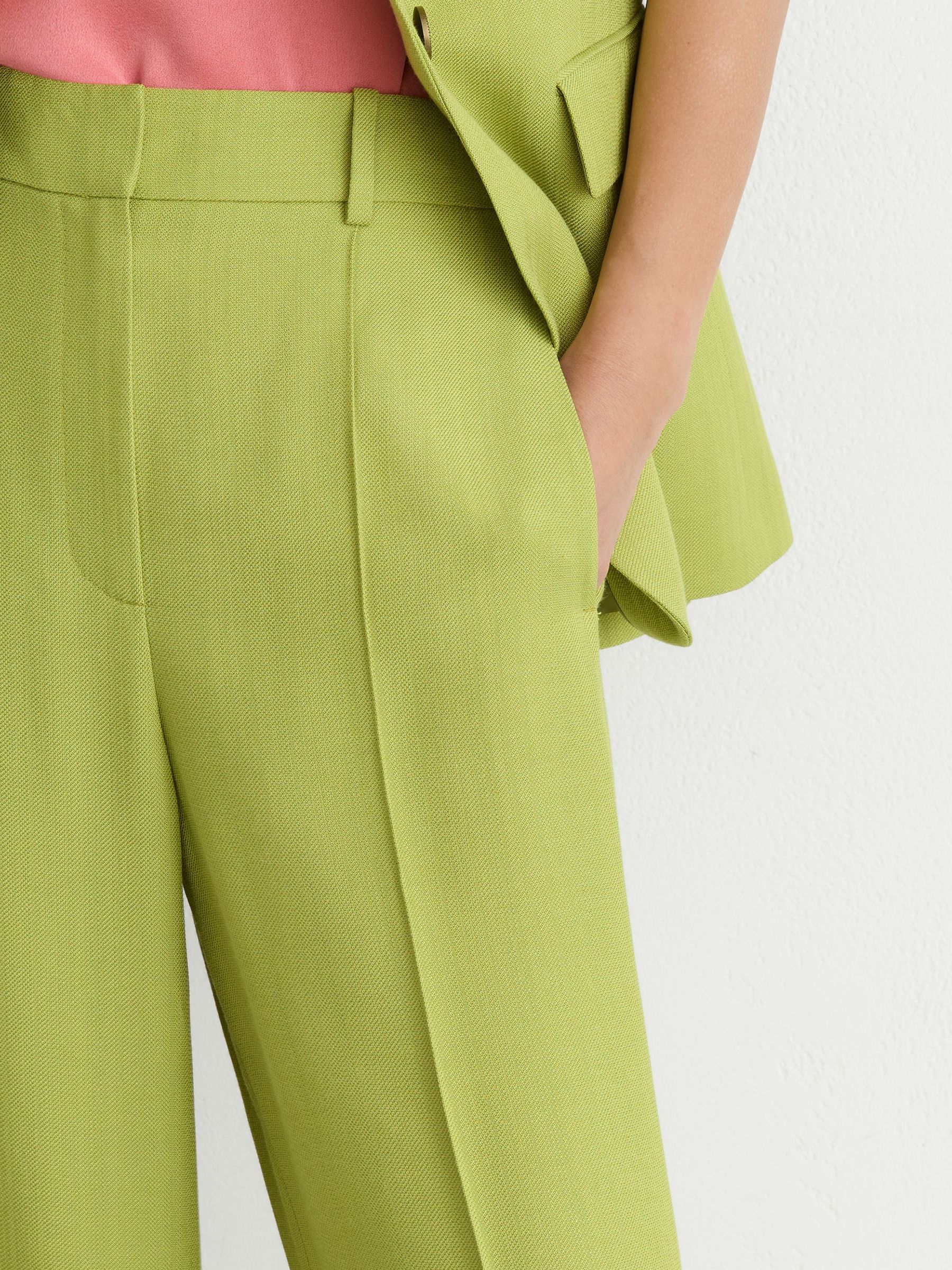 Petite Textured-Weave Wide-Leg Suit Trousers in Green - Image 4 of 7