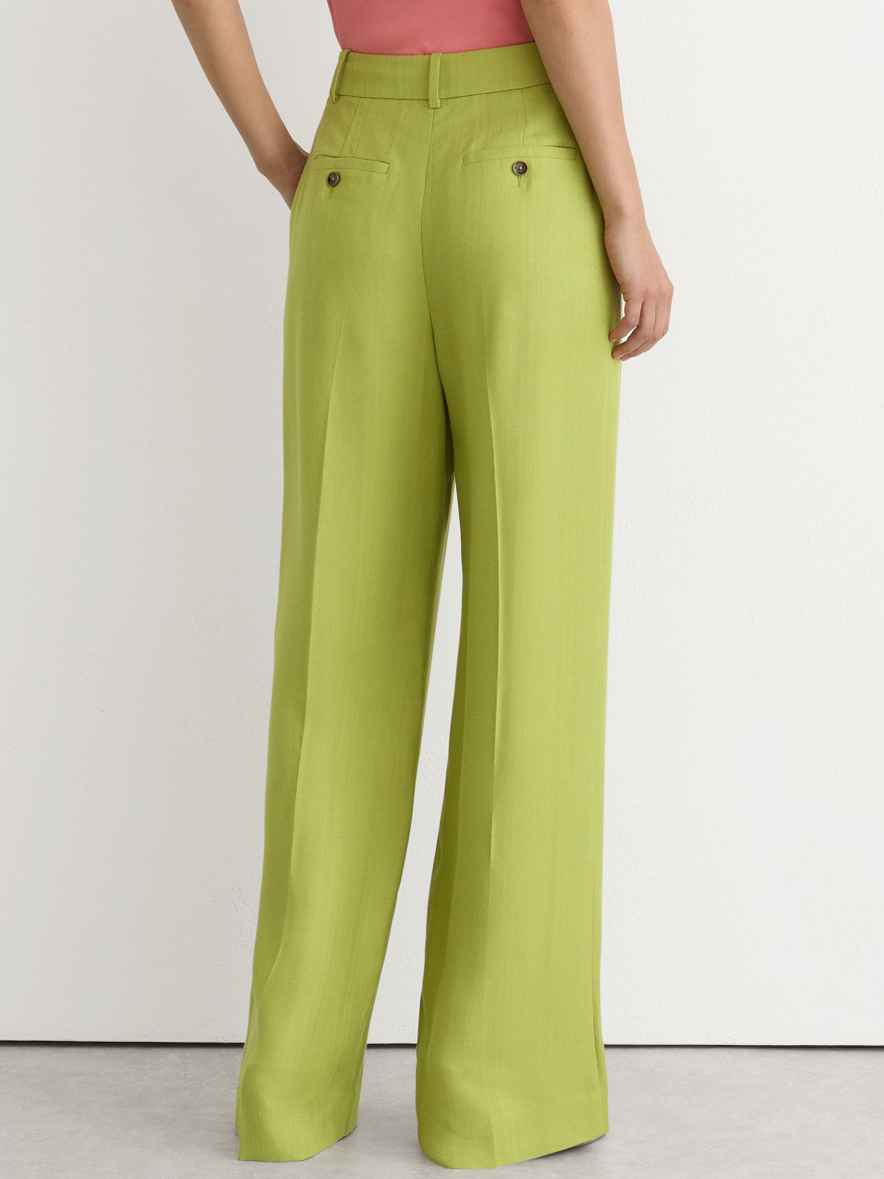 Petite Textured-Weave Wide-Leg Suit Trousers in Green - Image 5 of 7