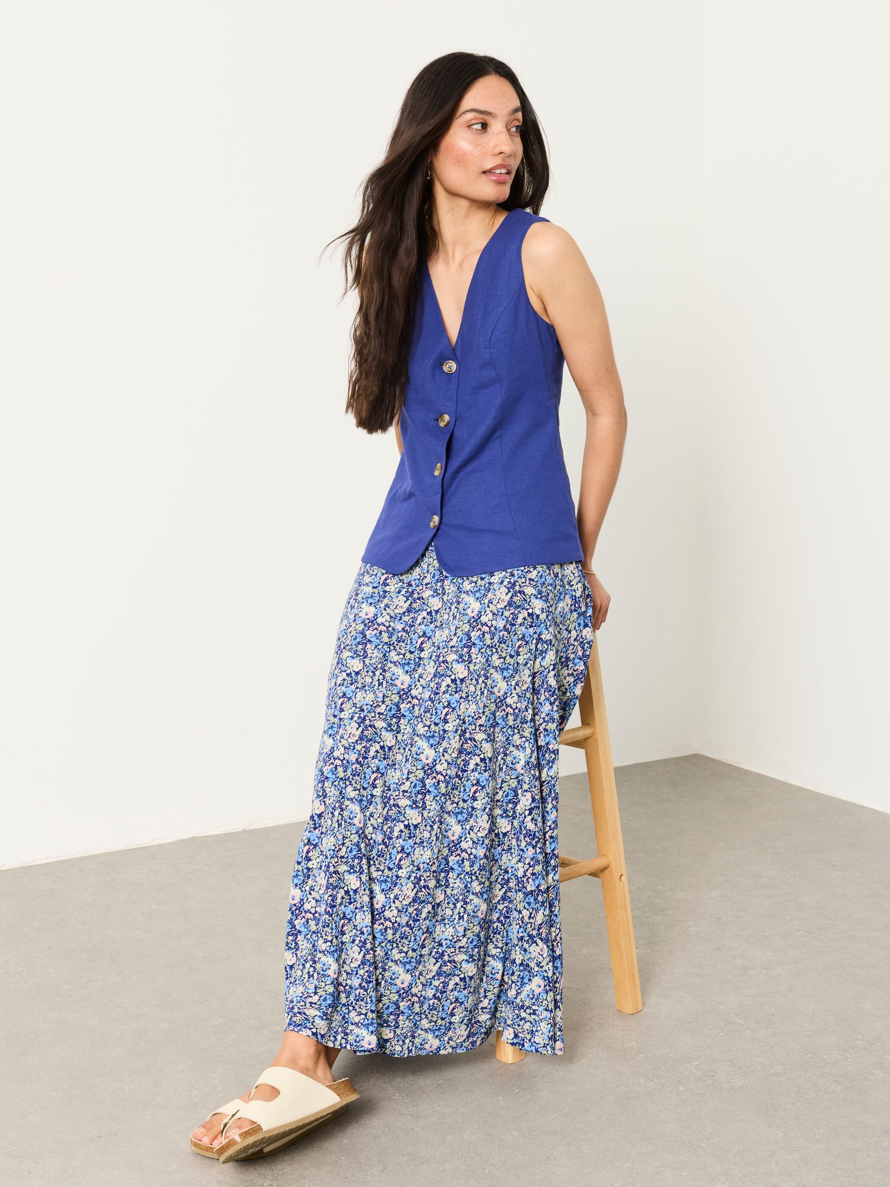 Sadie Blue Ditsy Garden Midi Skirt - Image 4 of 5