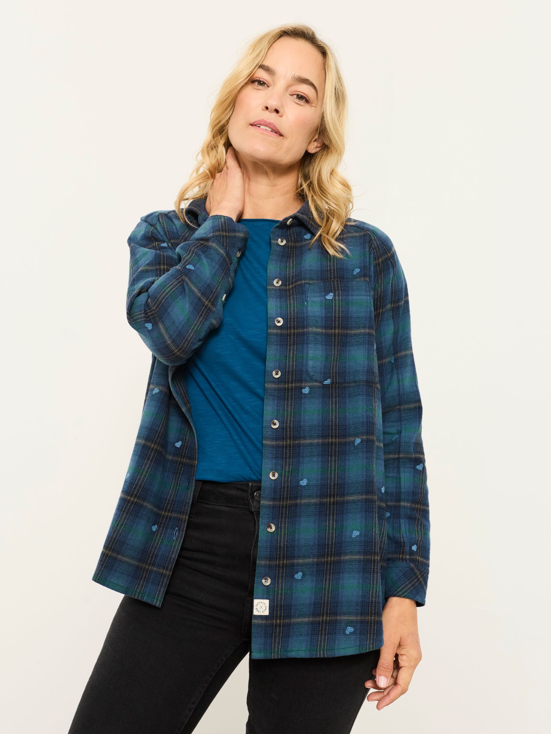 Bessie Blue Embroidered Check Shirt - Image 1 of 7