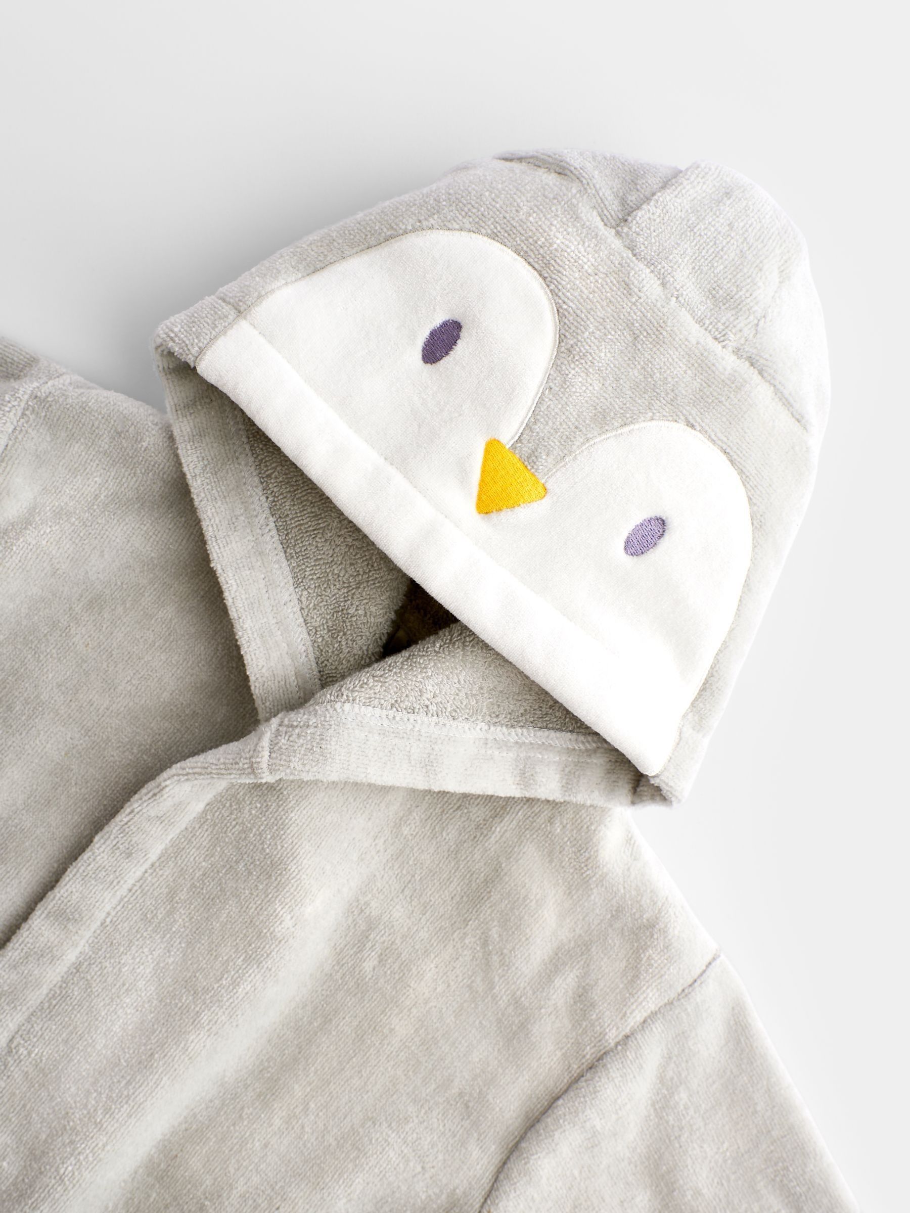 Grey Penguin Fleece Dressing Gown - Image 4 of 4