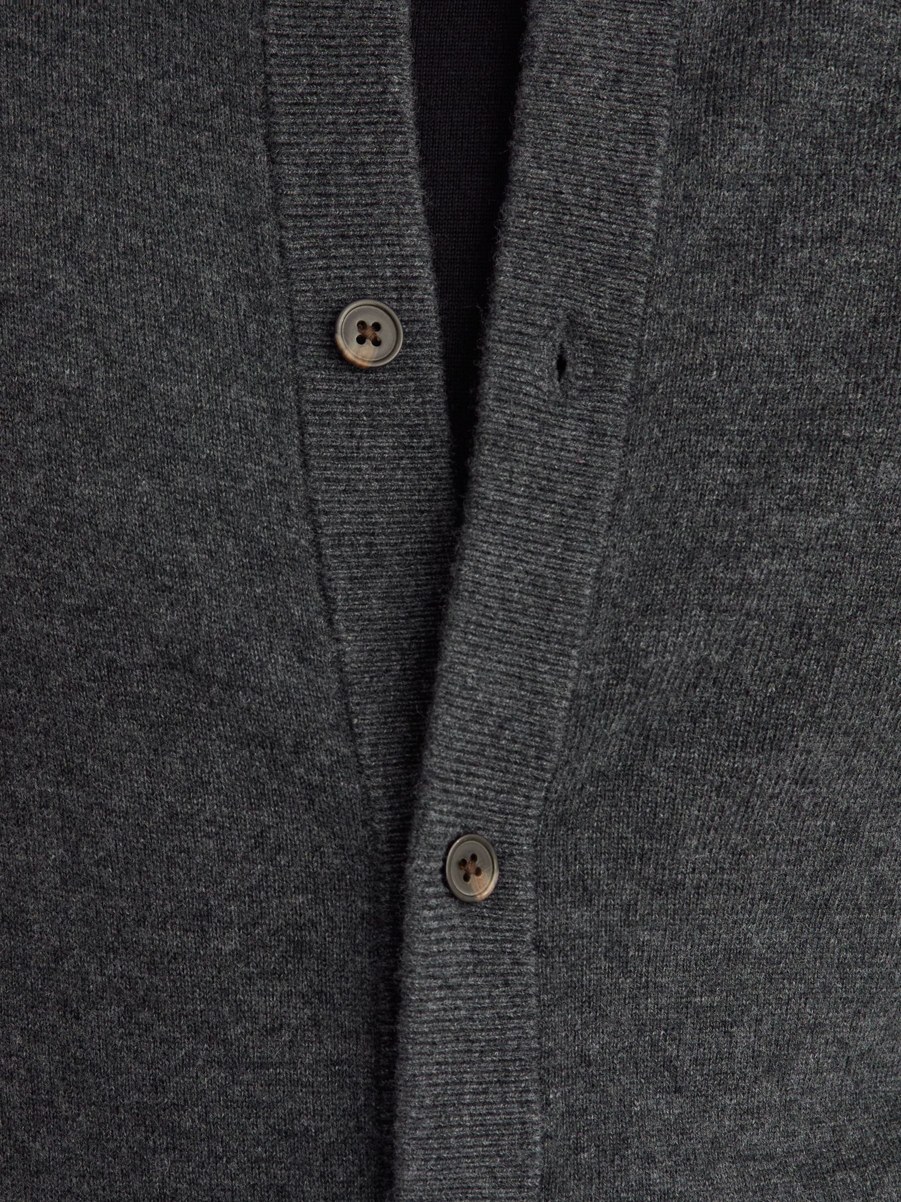 Wool-Cashmere Jersey-Knit Cardigan in Charcoal Grey - Image 3 of 6