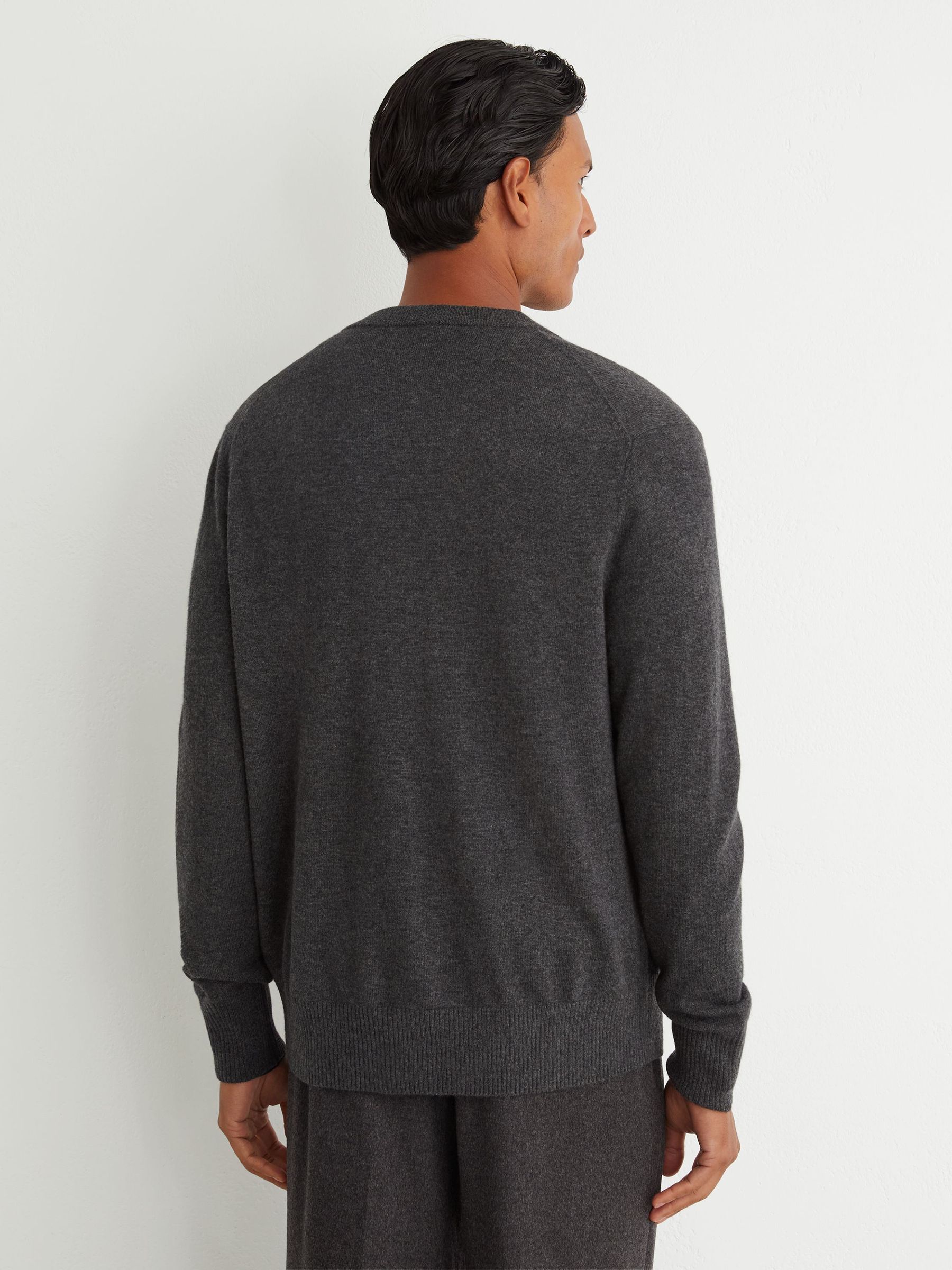 Wool-Cashmere Jersey-Knit Cardigan in Charcoal Grey - Image 5 of 6