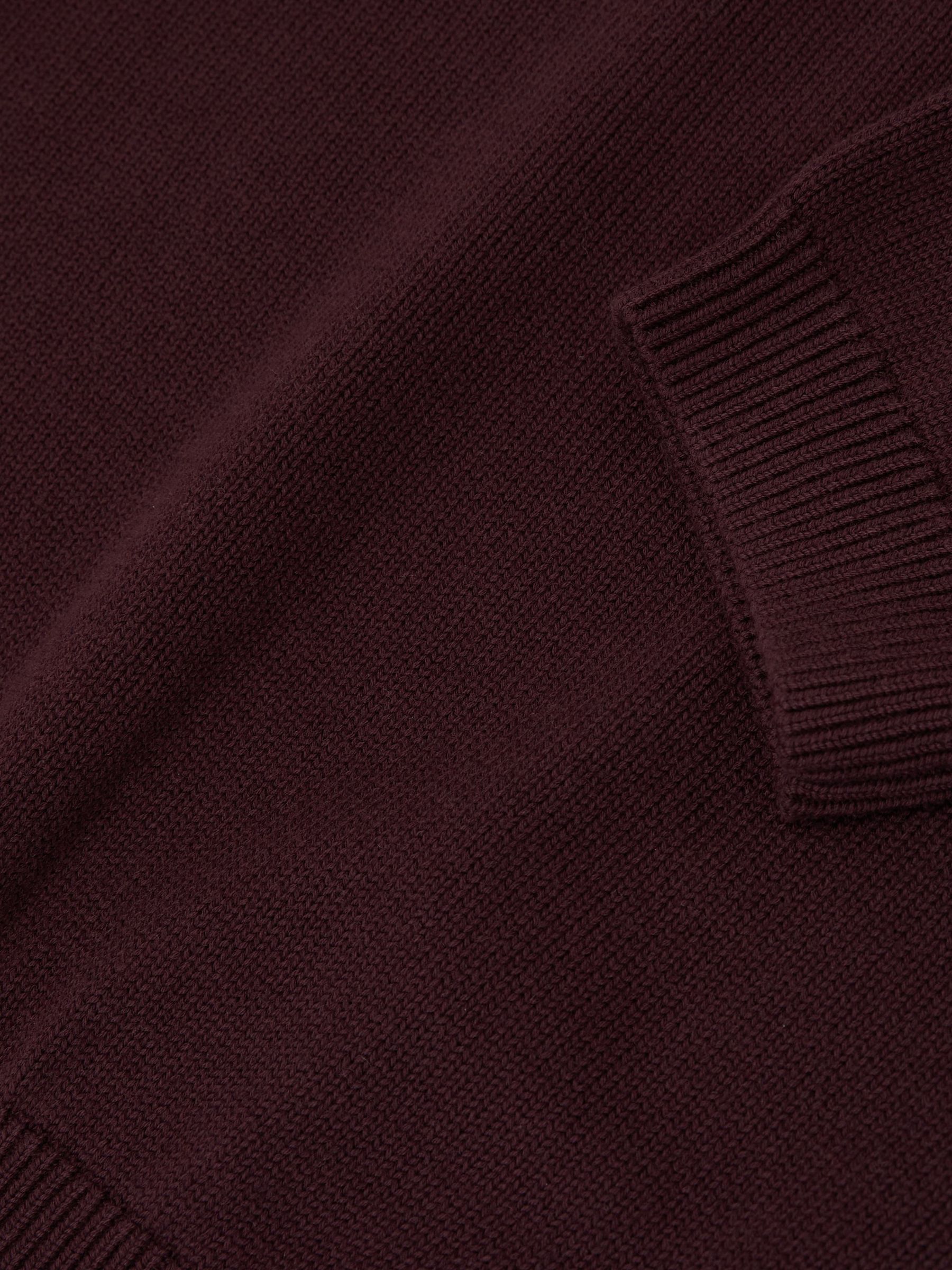 Cotton and Wool Funnel-Neck Knit Top in Burgundy - Image 6 of 6