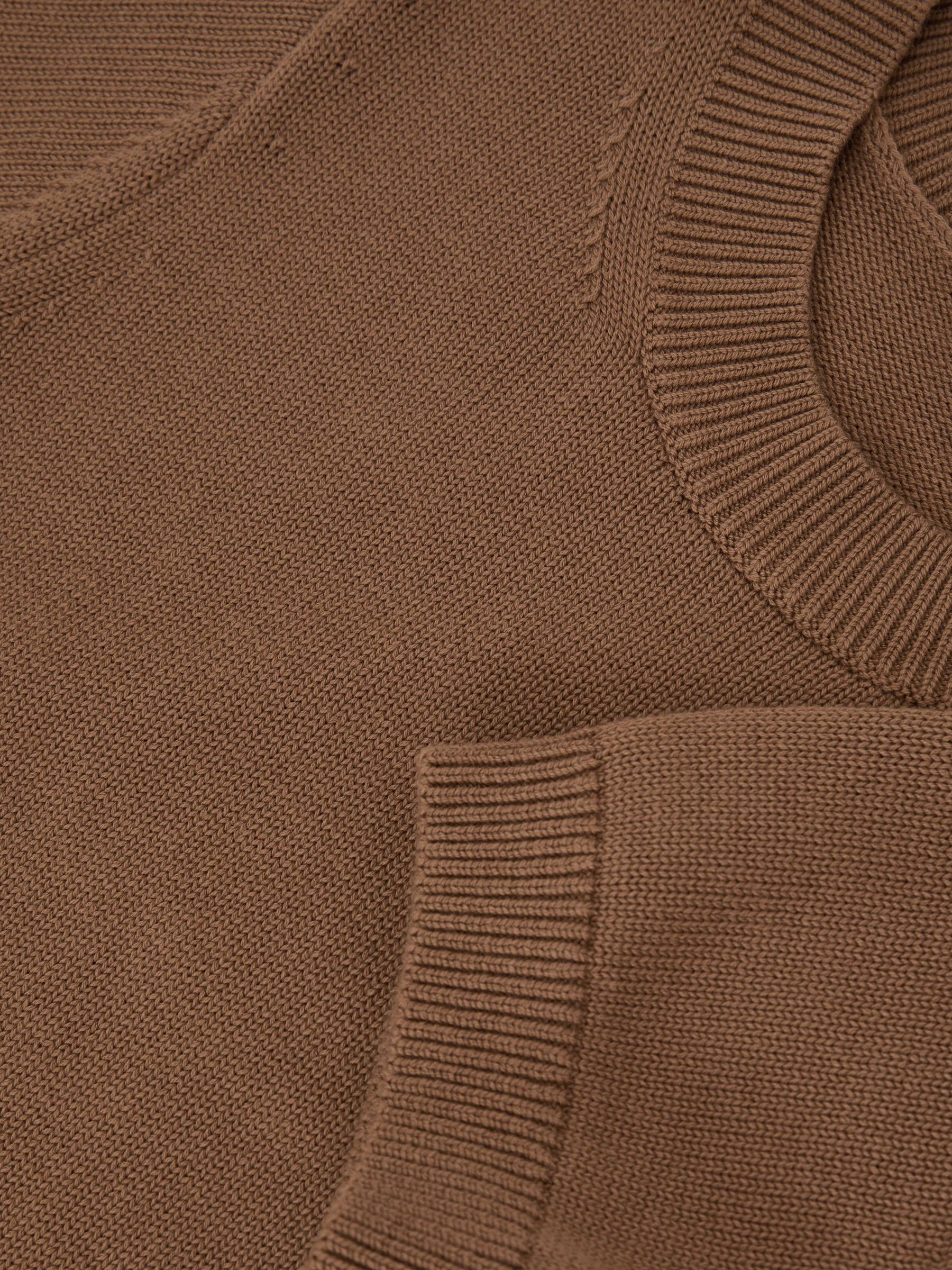 Cotton and Wool Short-Sleeve Knit Top in Camel - Image 6 of 6