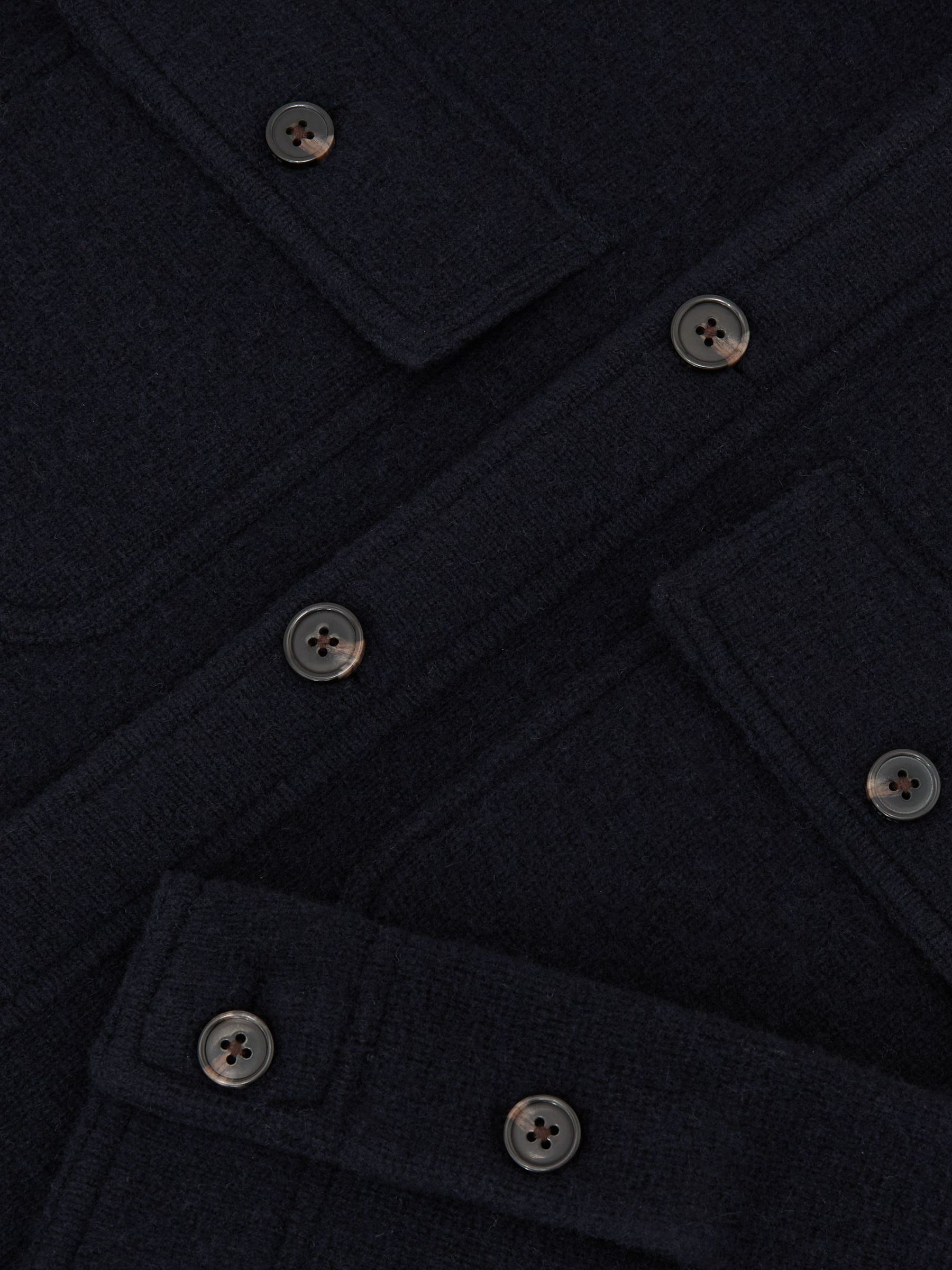 Brushed Wool Button-Through Relaxed Overshirt in Navy - Image 7 of 7
