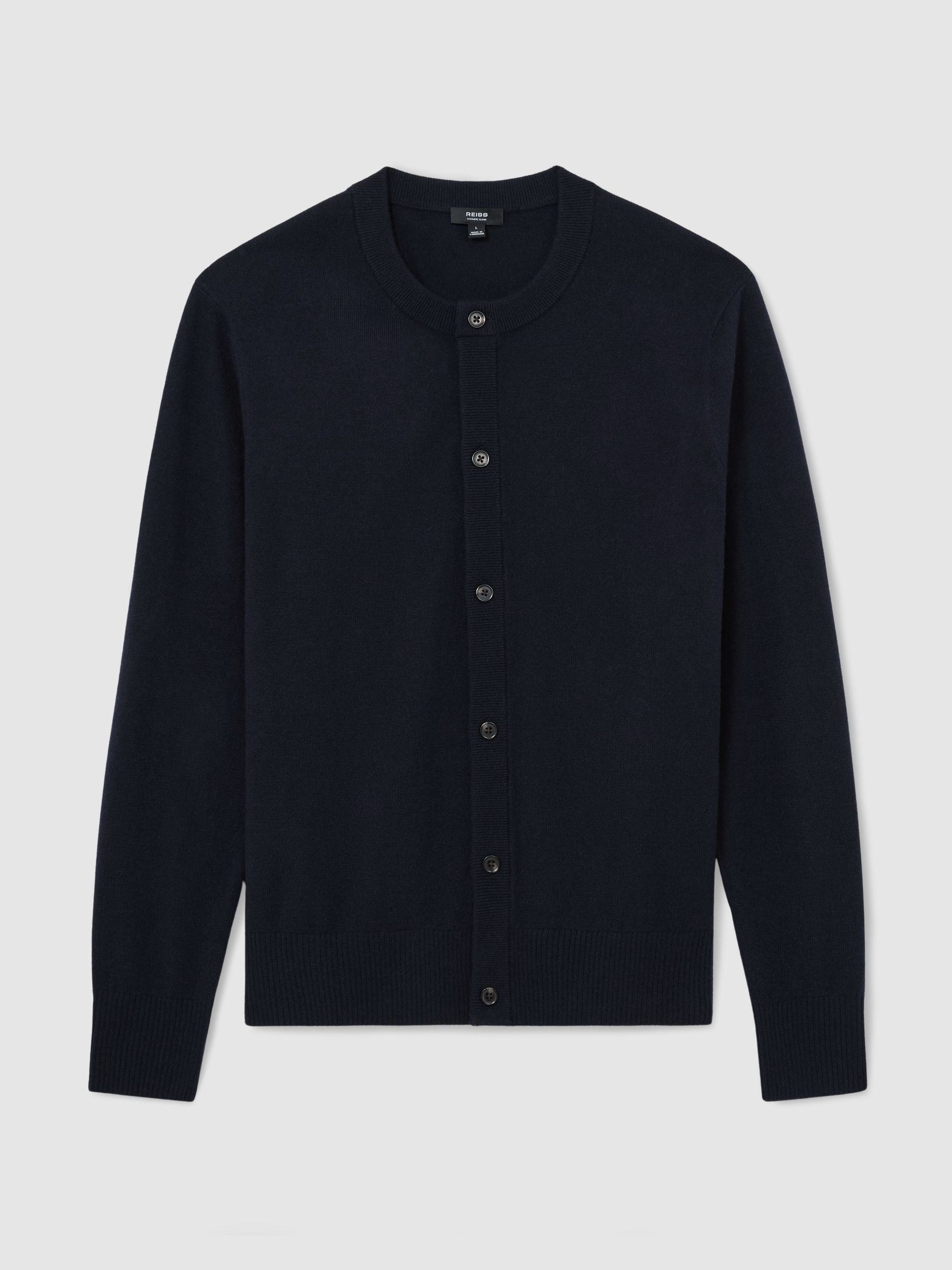 Wool-Cashmere Jersey-Knit Cardigan in Navy - Image 2 of 6