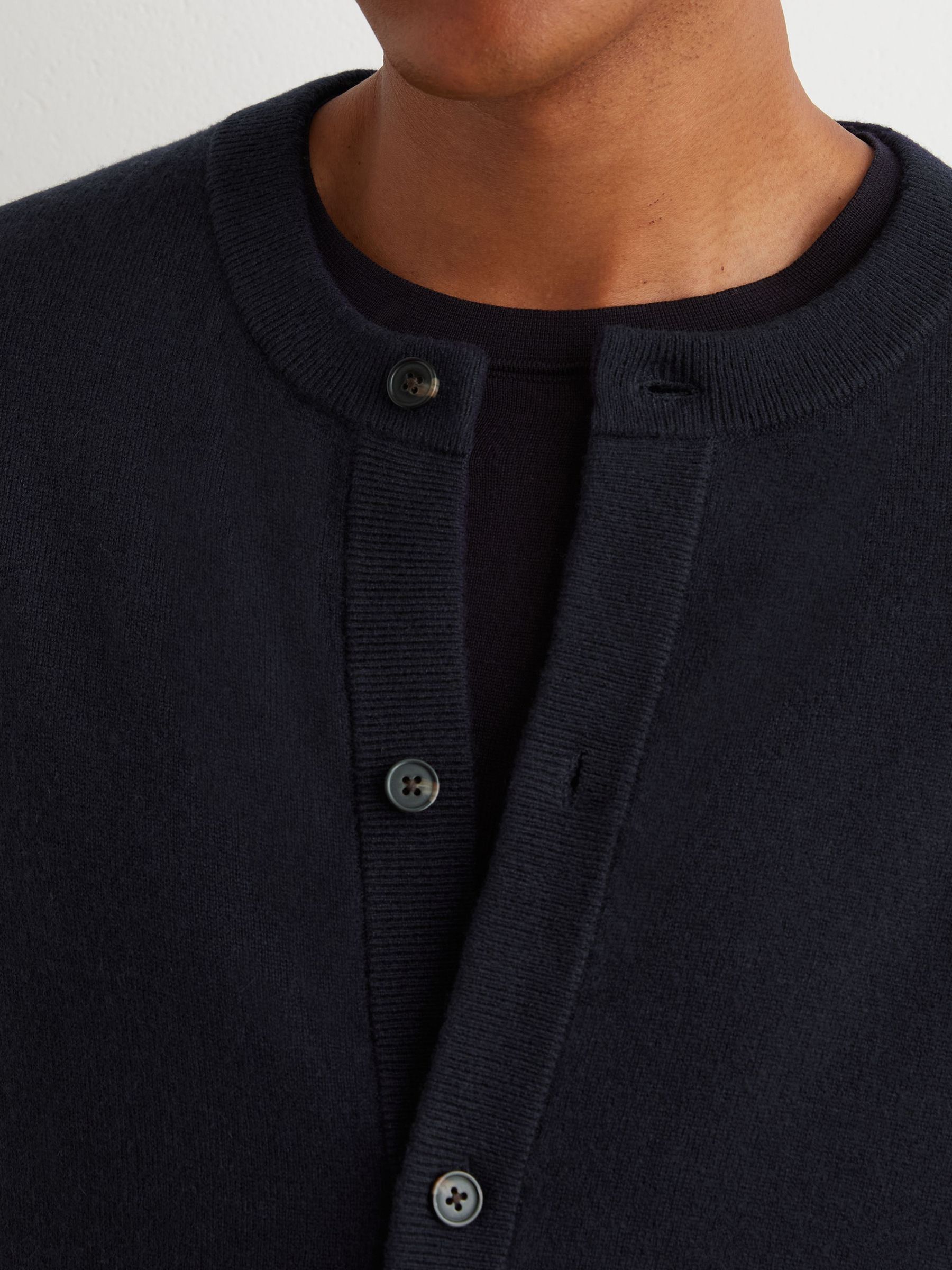 Wool-Cashmere Jersey-Knit Cardigan in Navy - Image 3 of 6