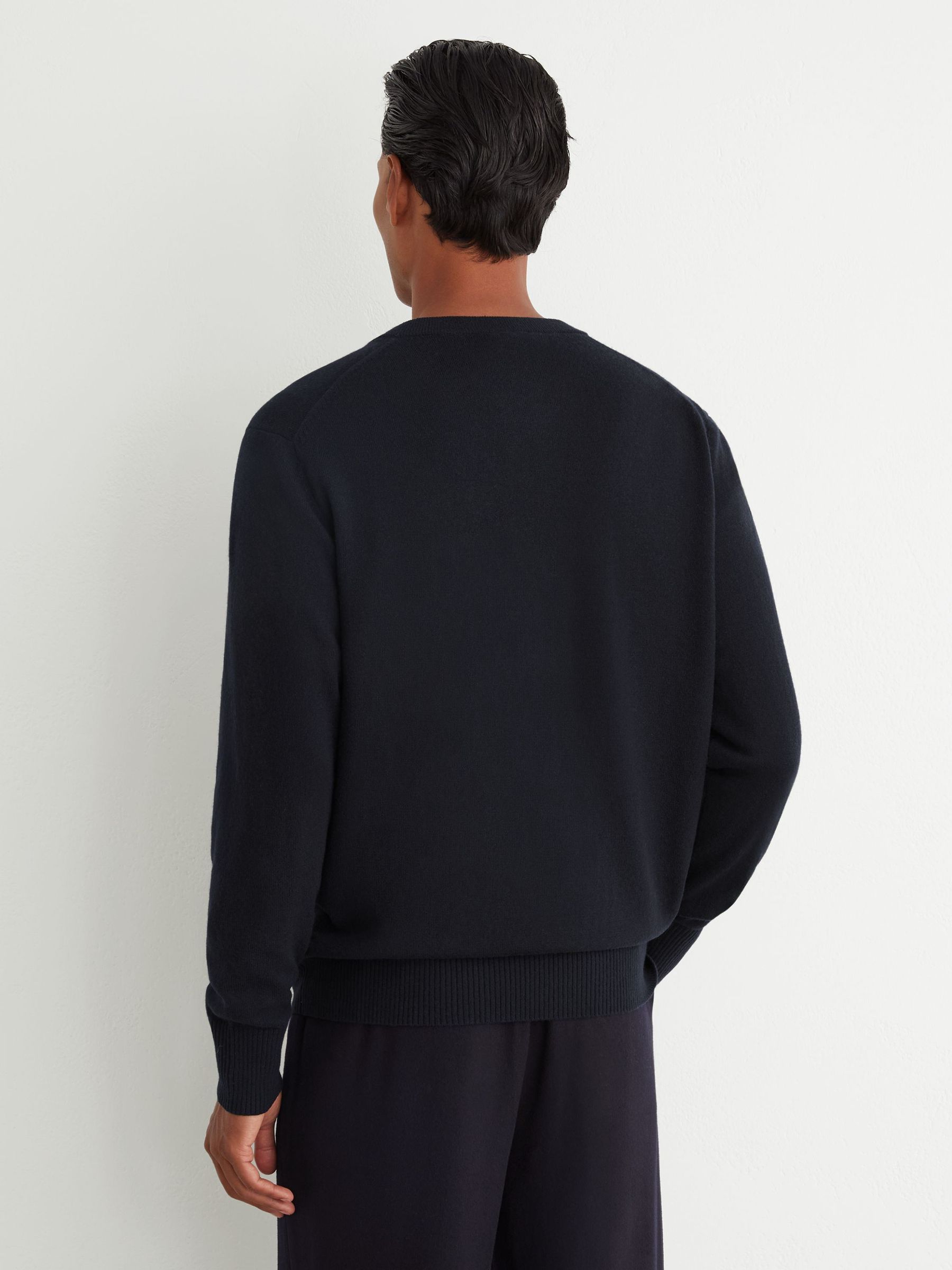 Wool-Cashmere Jersey-Knit Cardigan in Navy - Image 5 of 6