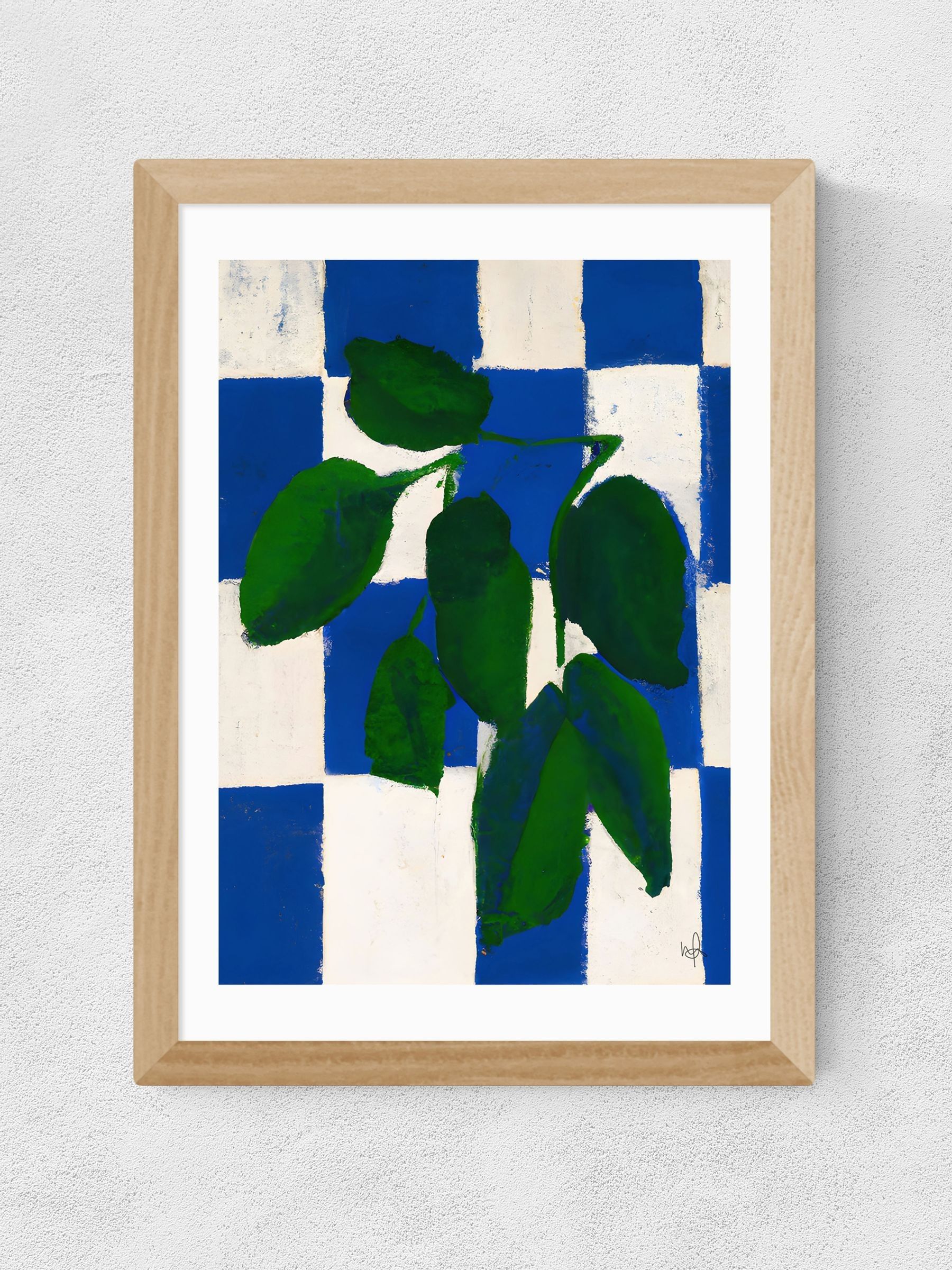 East End Prints Oak Checkered Greenery Wall Art Print by Merel Takken - Image 2 of 2