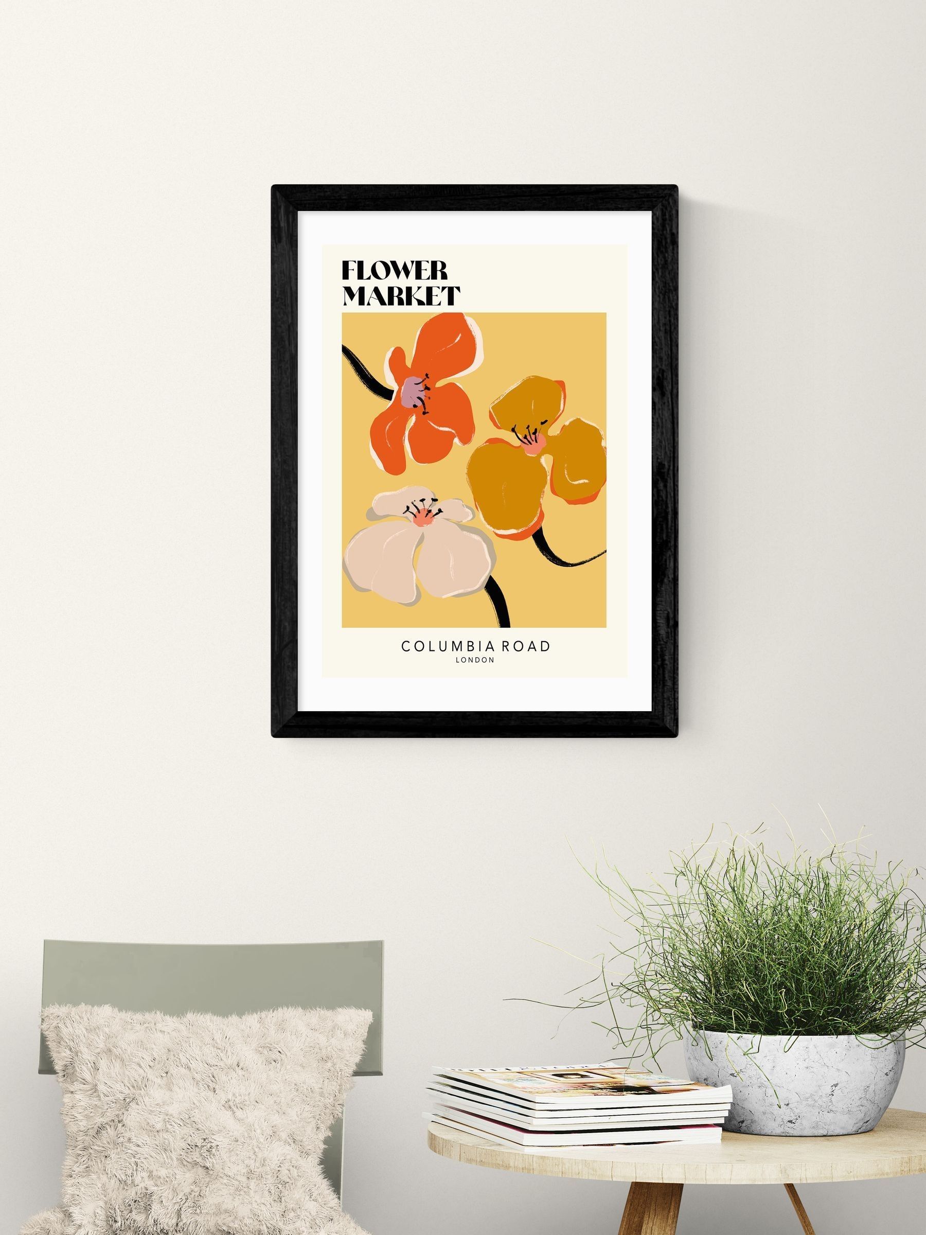 East End Prints Black Columbia Road Wall Art Print by Luxe Poster Co - Image 1 of 2