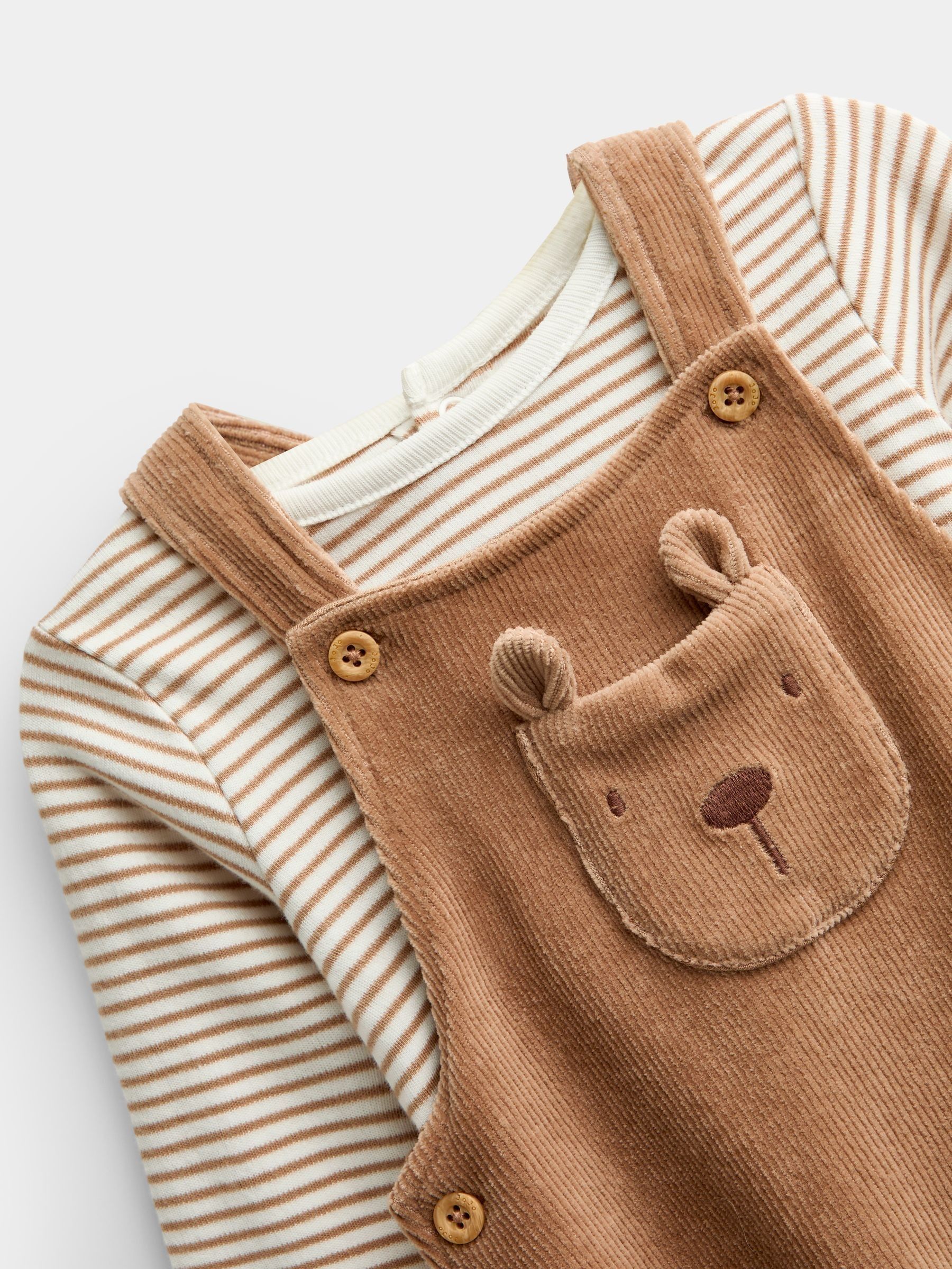 Brown Bear Jersey Dungaree & Bodysuit Set - Image 6 of 8