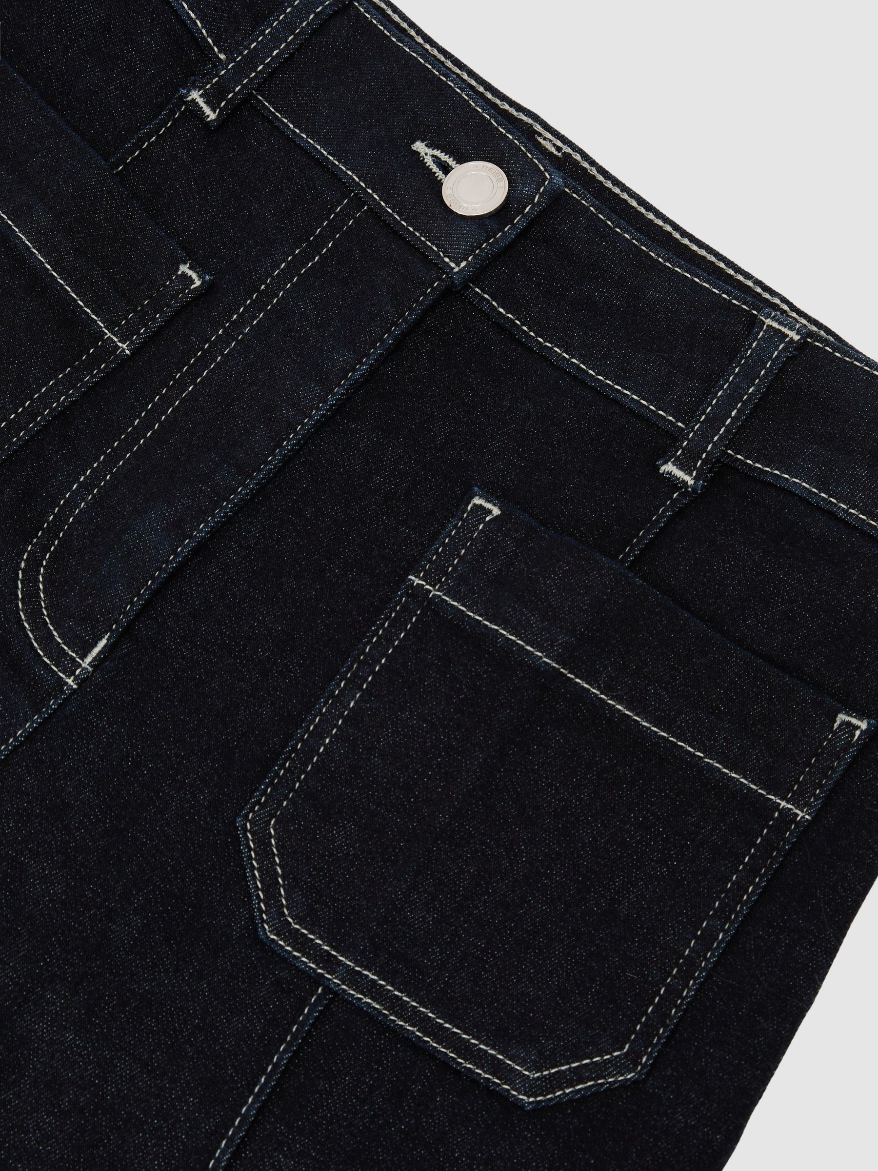 Patch-Pocket Flared Jeans in Indigo Blue - Image 6 of 6