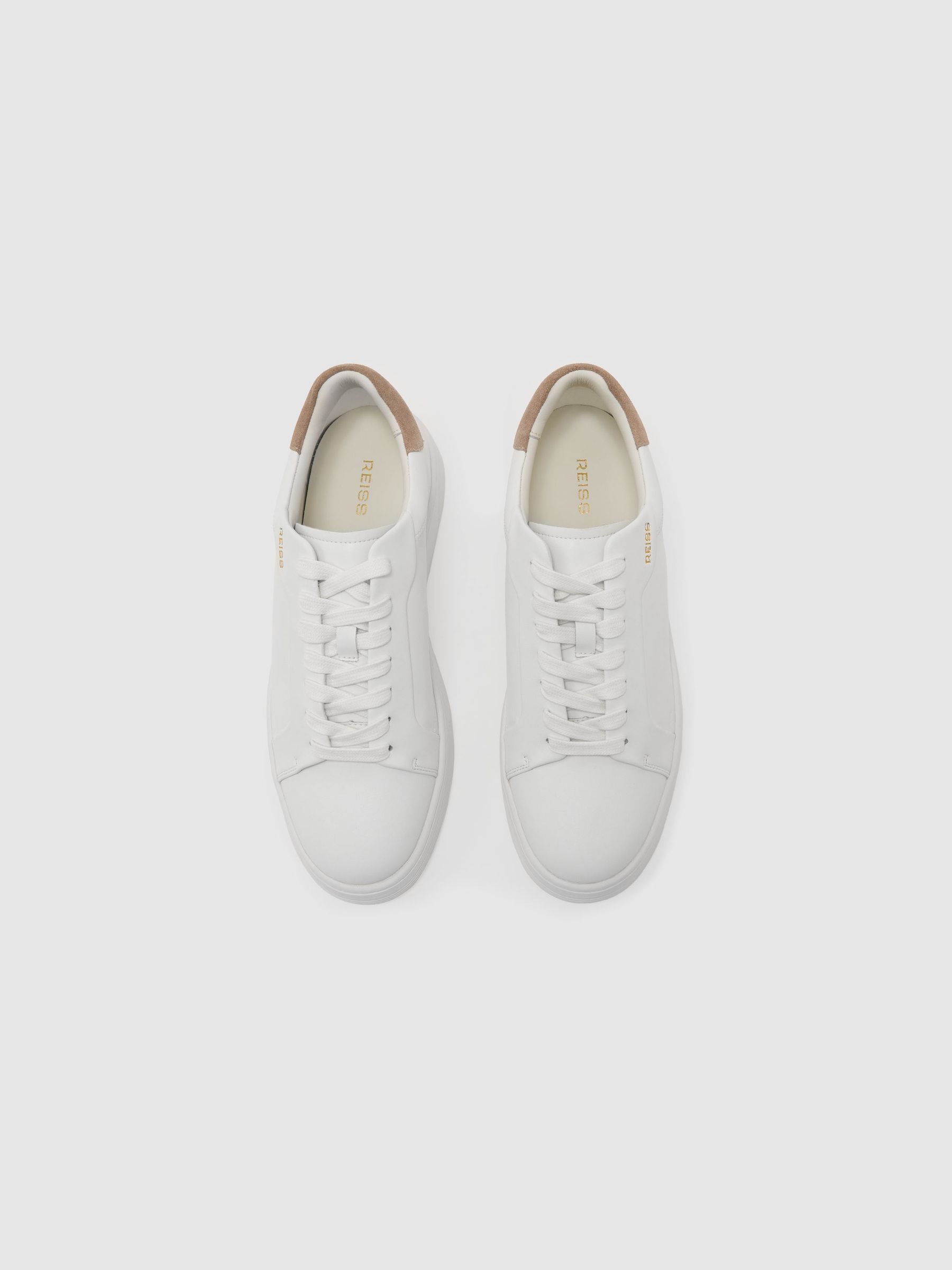 Leather Low-Top Suede-Trim Trainers in White - Image 3 of 5