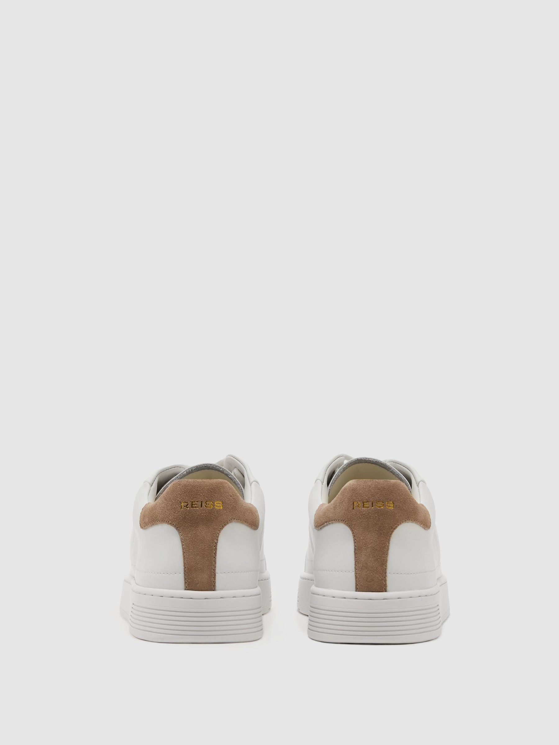 Leather Low-Top Suede-Trim Trainers in White - Image 4 of 5