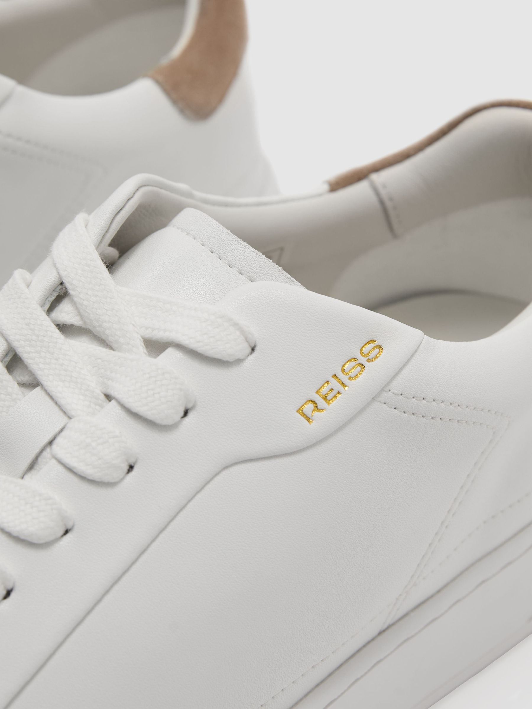 Leather Low-Top Suede-Trim Trainers in White - Image 5 of 5