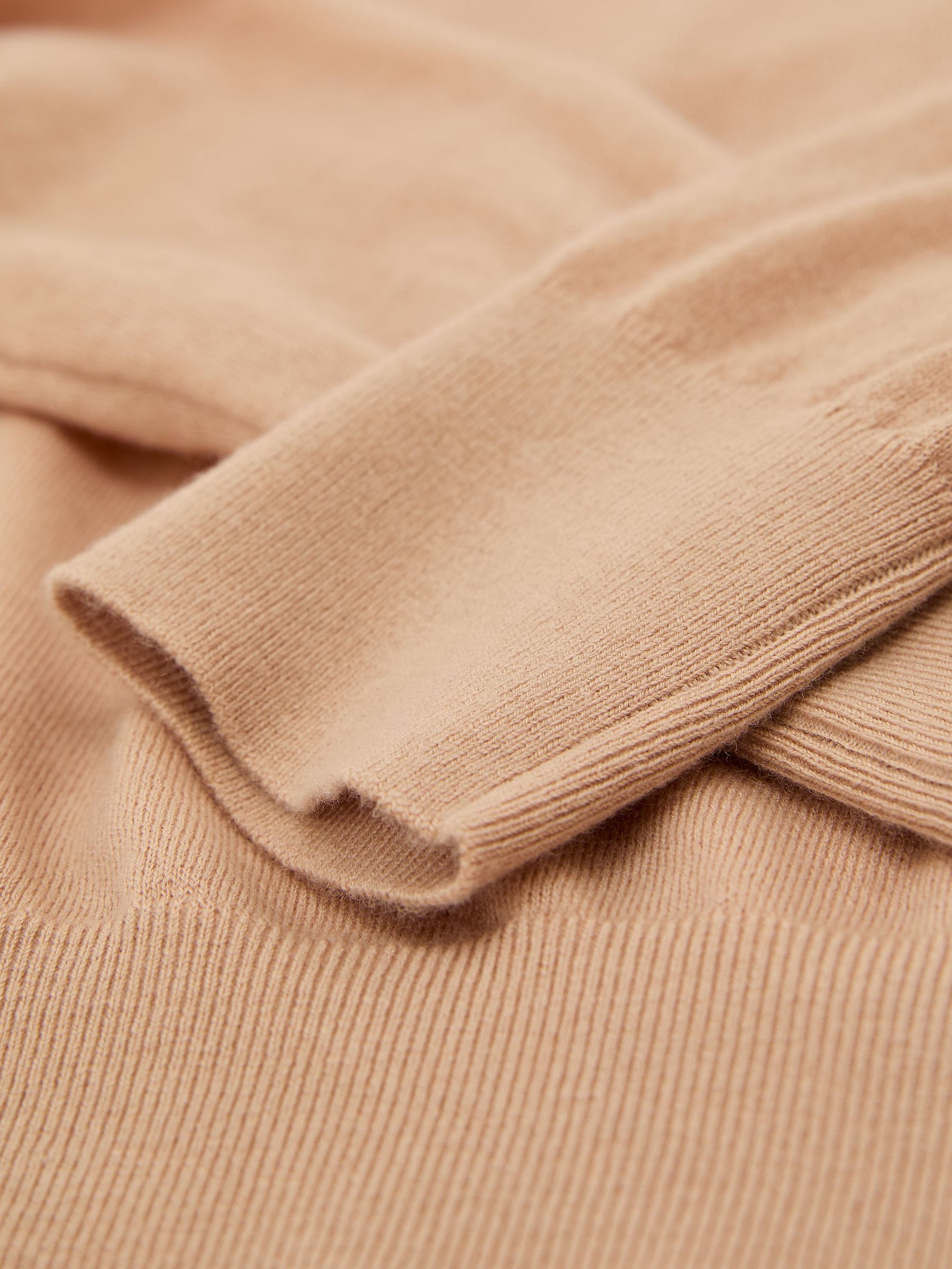 Merino Wool V-Neck Jumper in Camel - Image 7 of 7