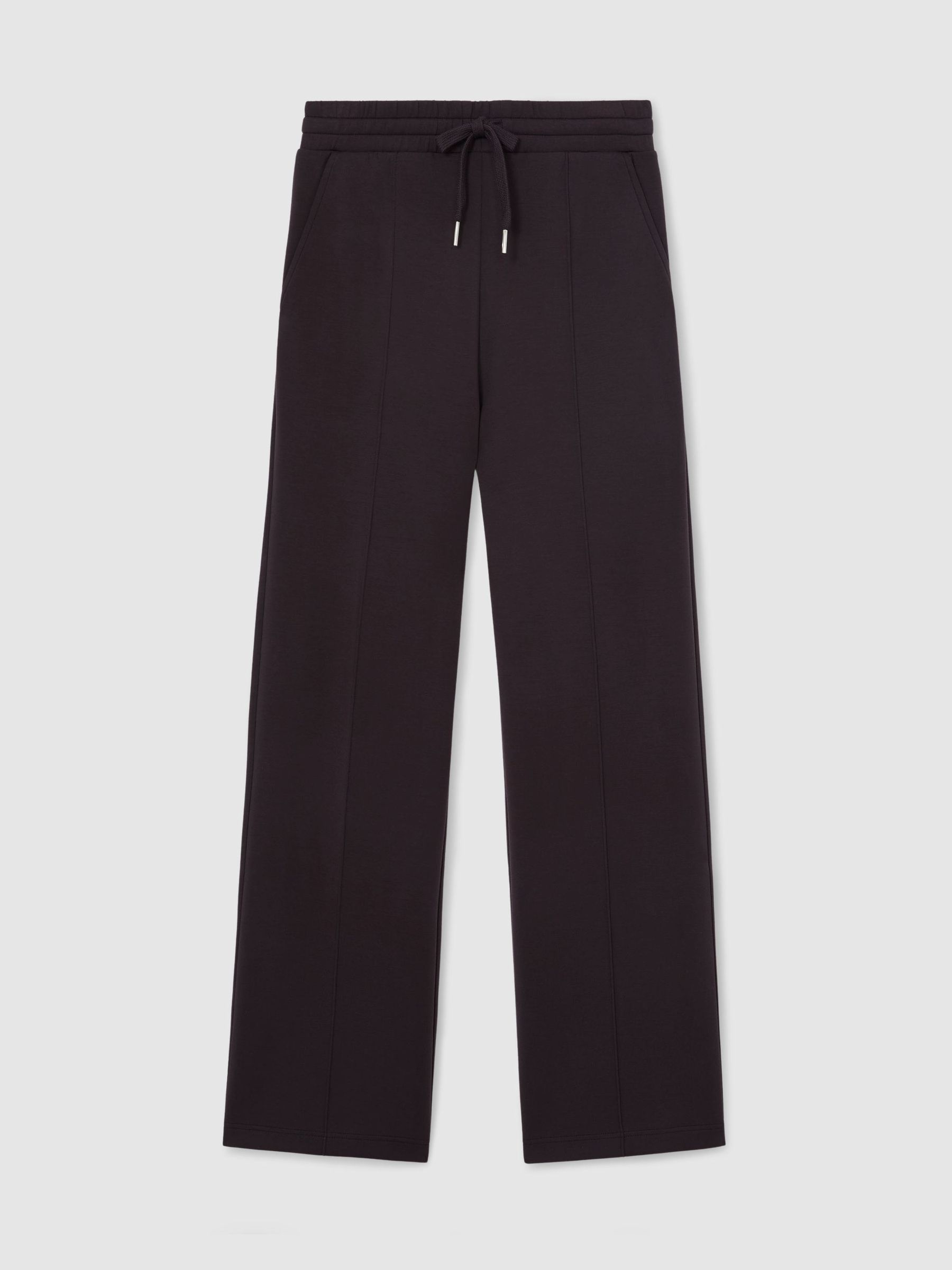 Petite Premium Interlock Wide-Leg Joggers in Grape Burgundy - Image 2 of 8