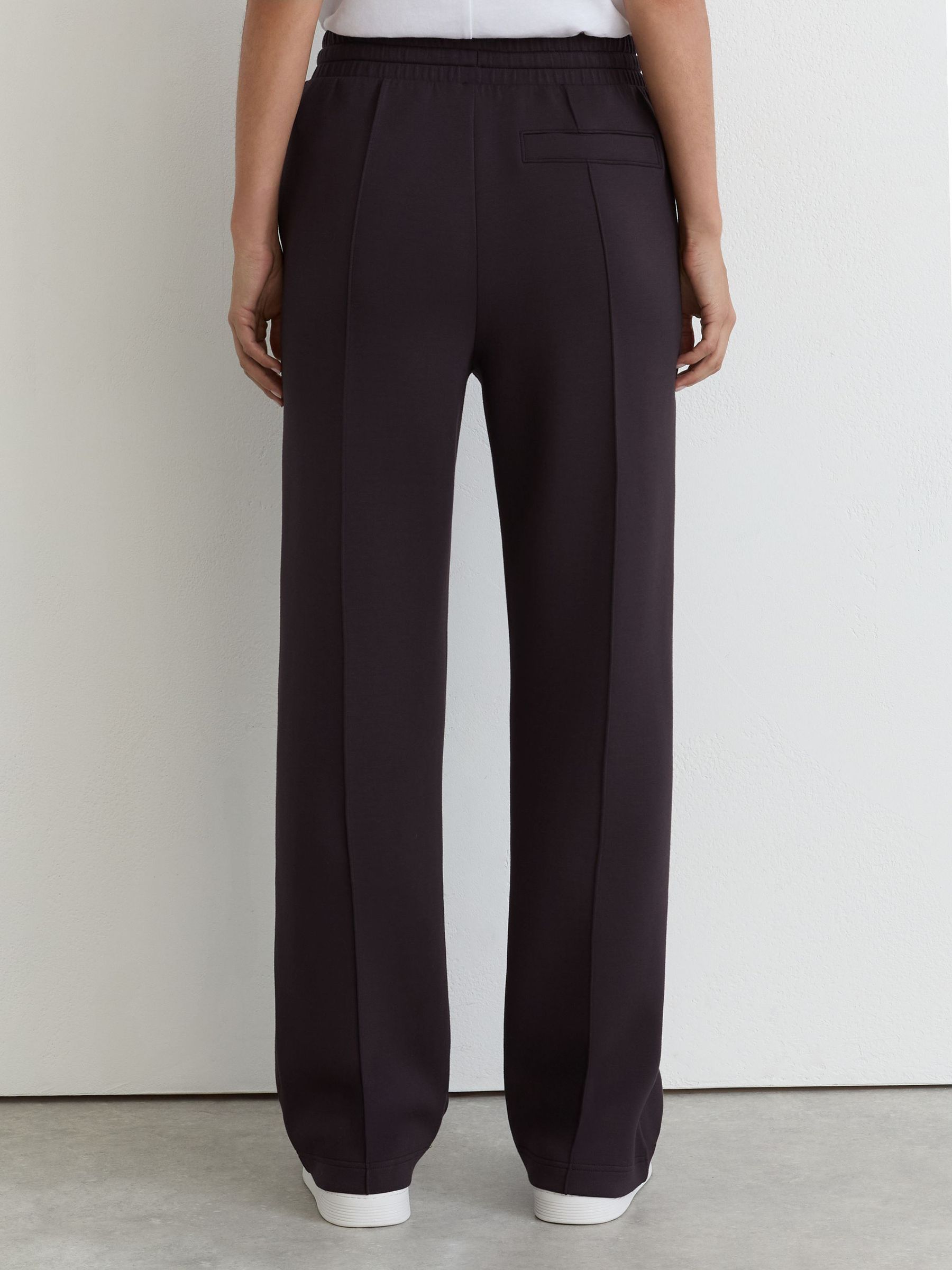 Petite Premium Interlock Wide-Leg Joggers in Grape Burgundy - Image 5 of 8