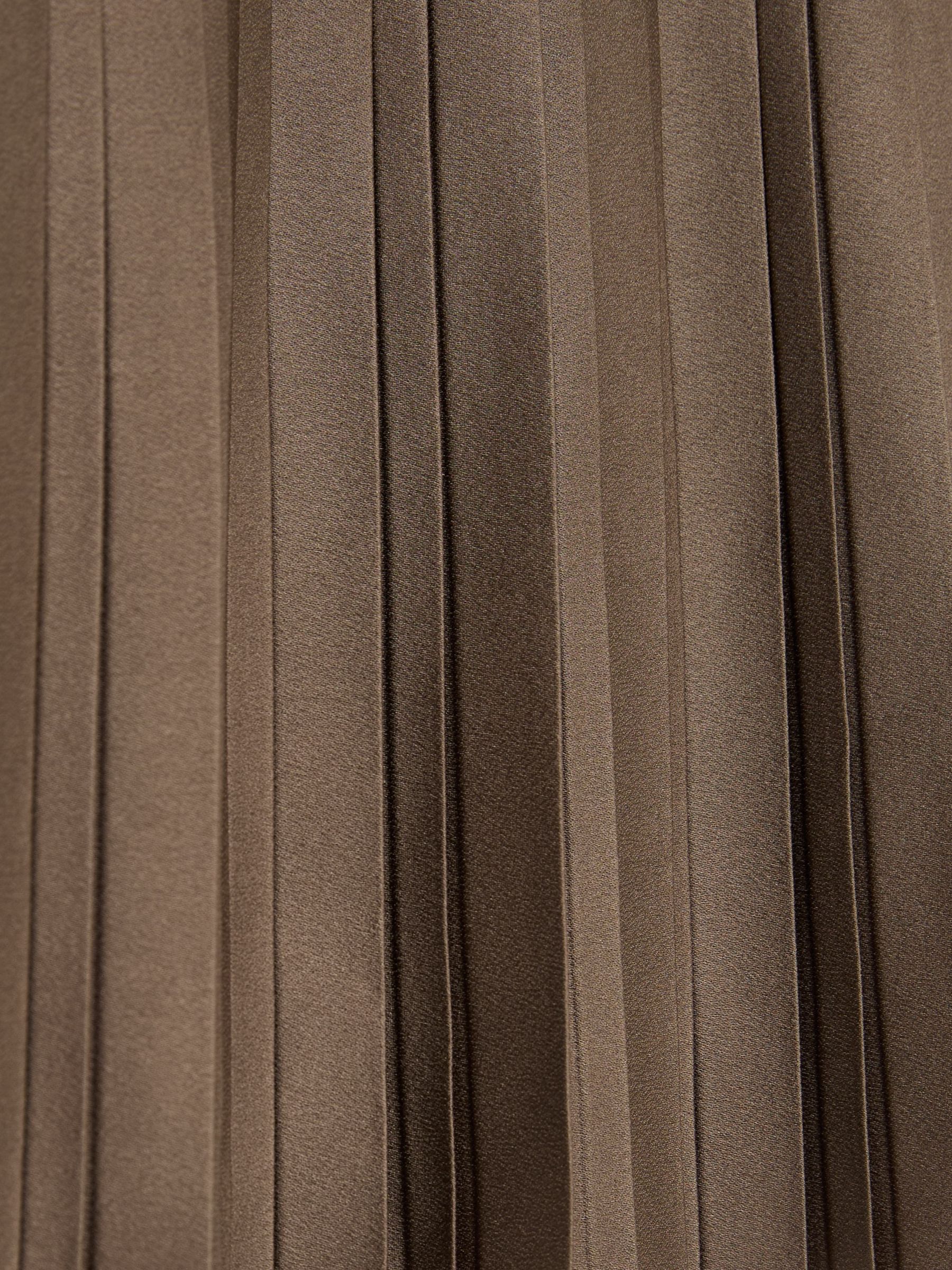 Satin Pleated Mini Skirt in Mocha Brown - Image 5 of 5