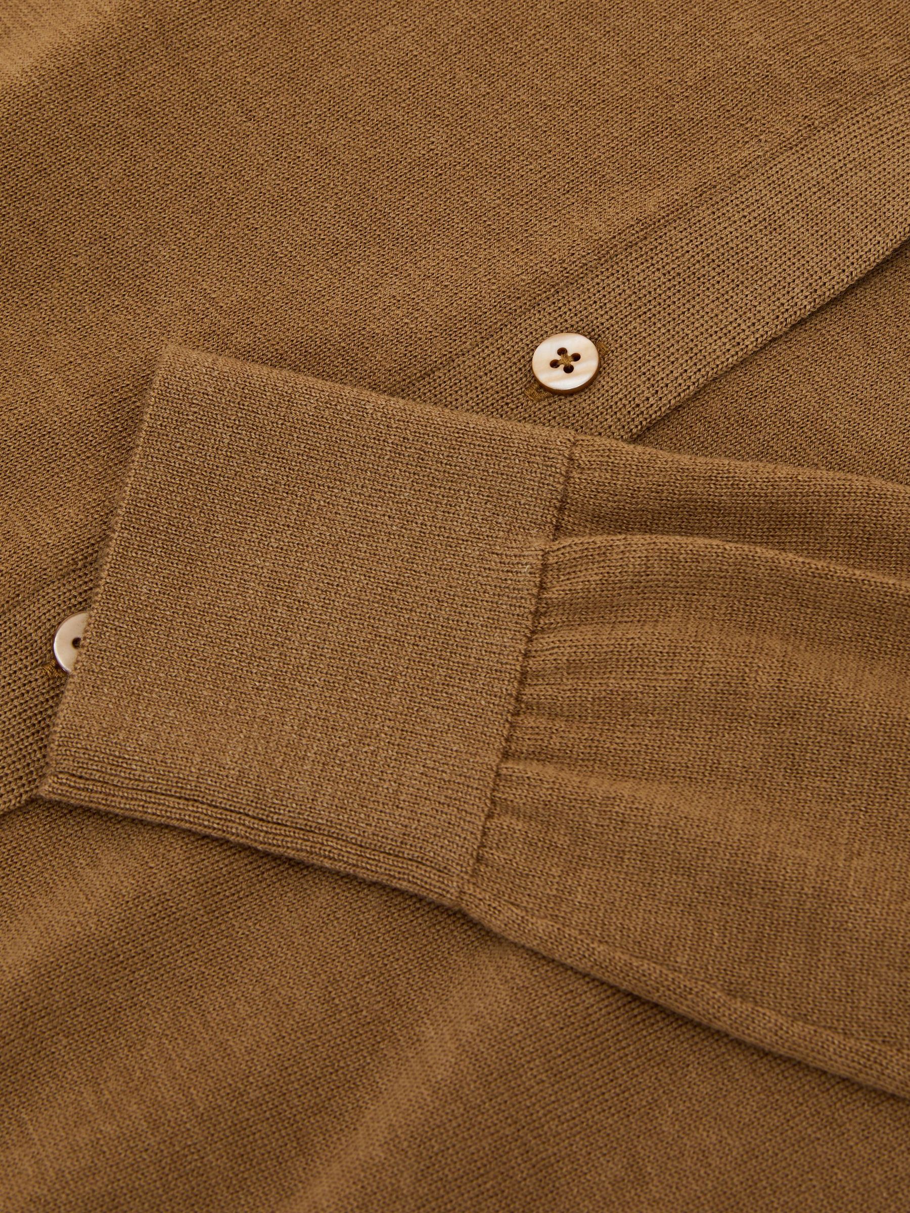 Merino Wool V-Neck Cardigan in Camel - Image 6 of 6