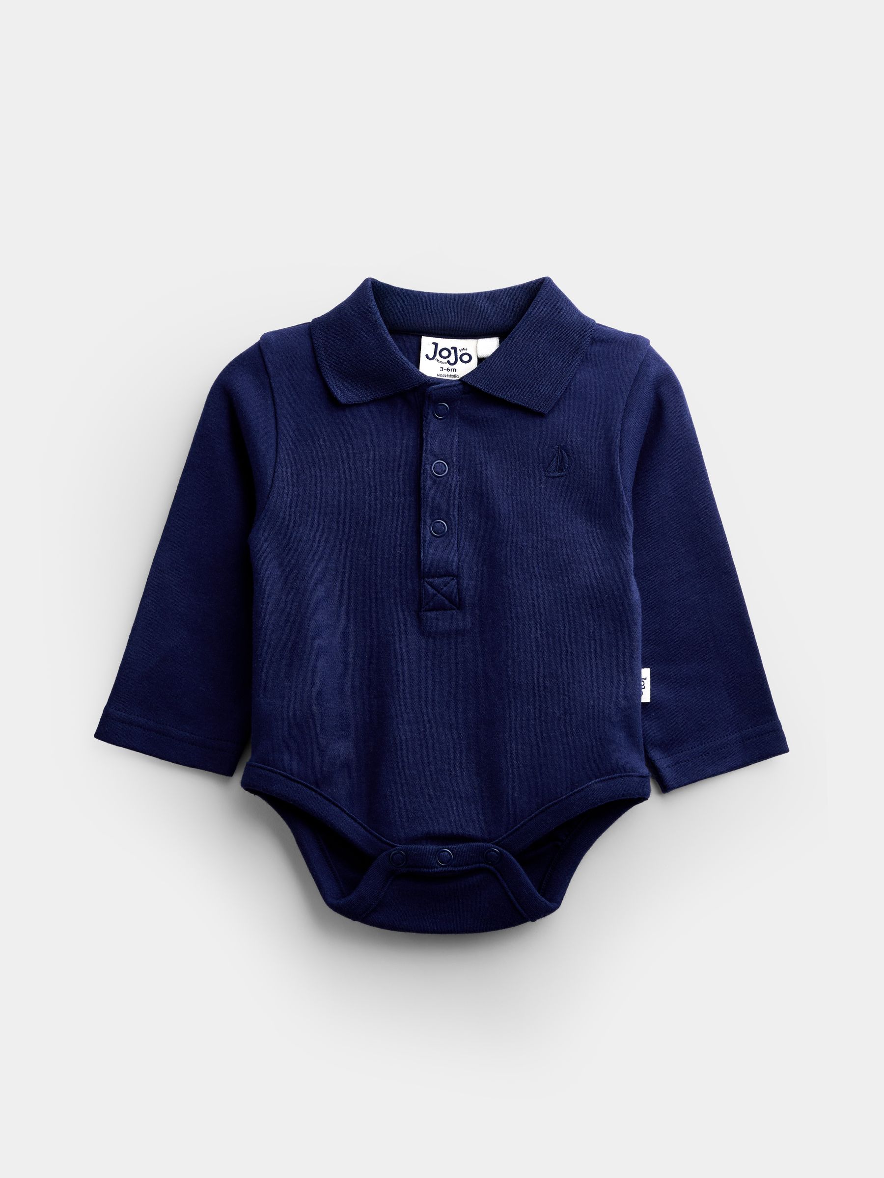 Navy Blue & Cream 2-Pack Plain Polo Bodysuits - Image 3 of 9