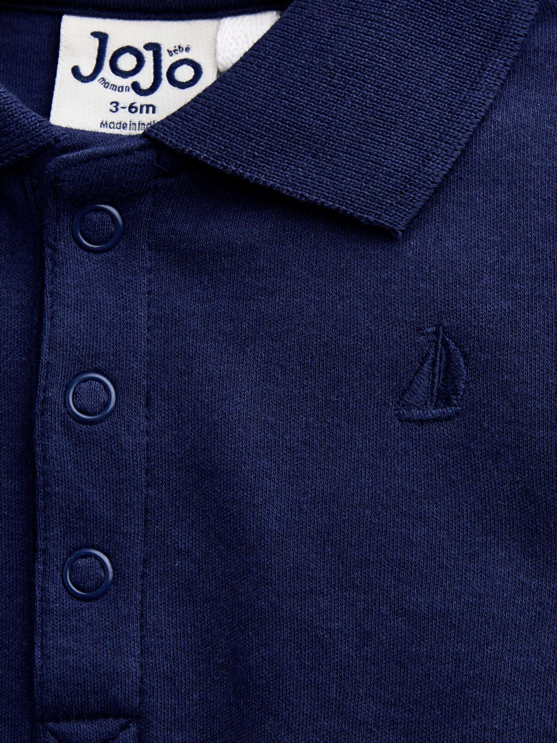 Navy Blue & Cream 2-Pack Plain Polo Bodysuits - Image 8 of 9