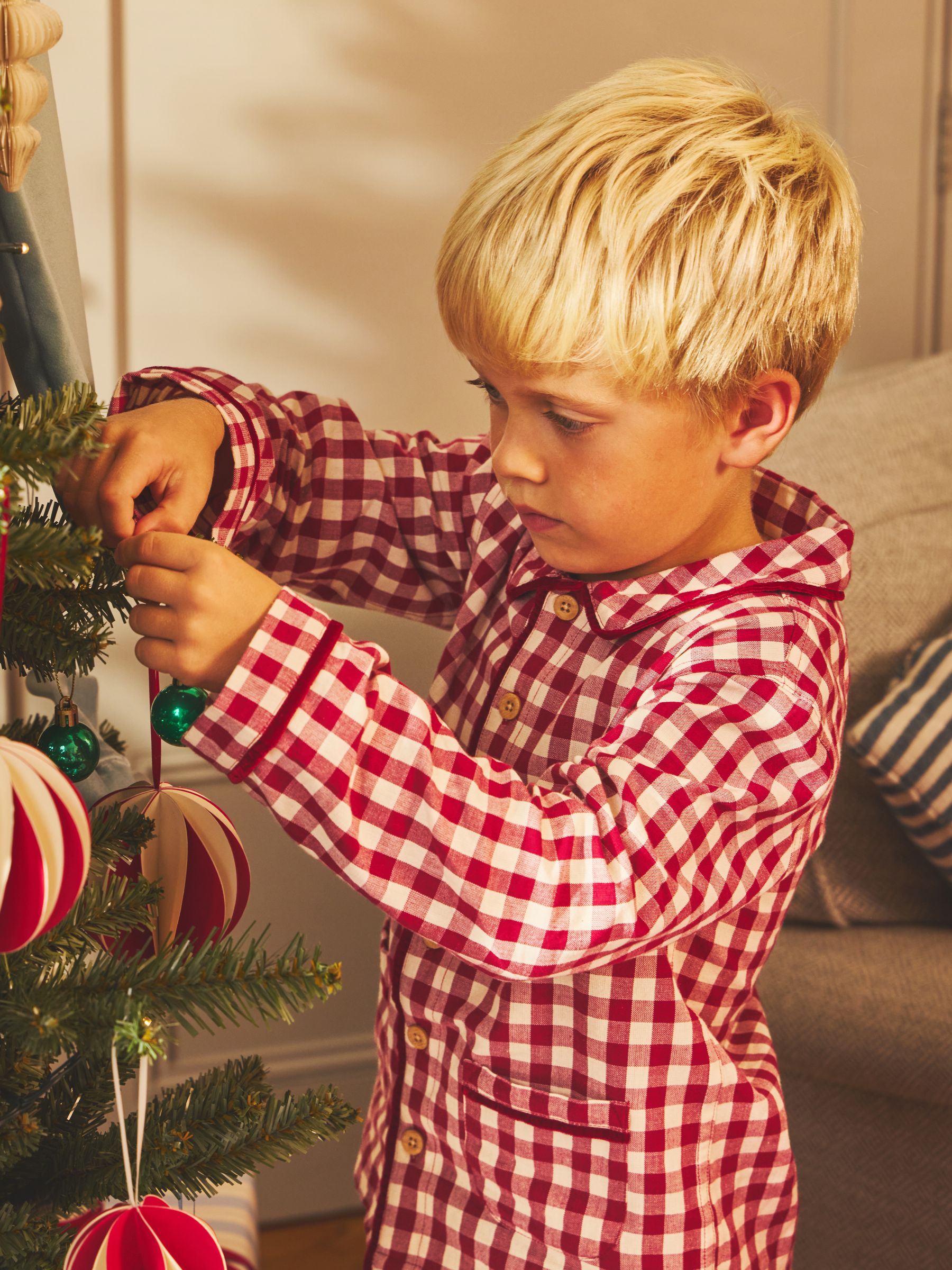 Burgundy Gingham Christmas Woven Pyjamas - Image 3 of 9
