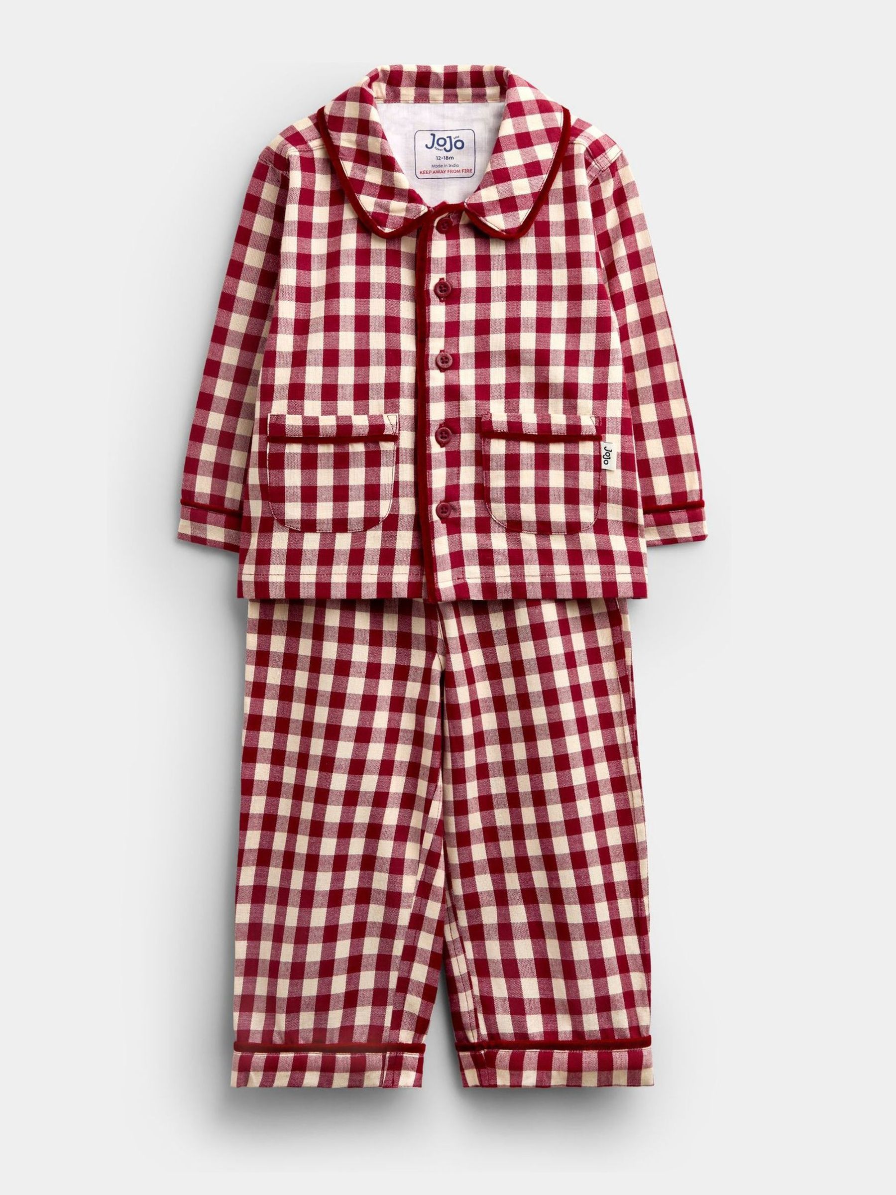 Burgundy Gingham Christmas Woven Pyjamas - Image 4 of 9