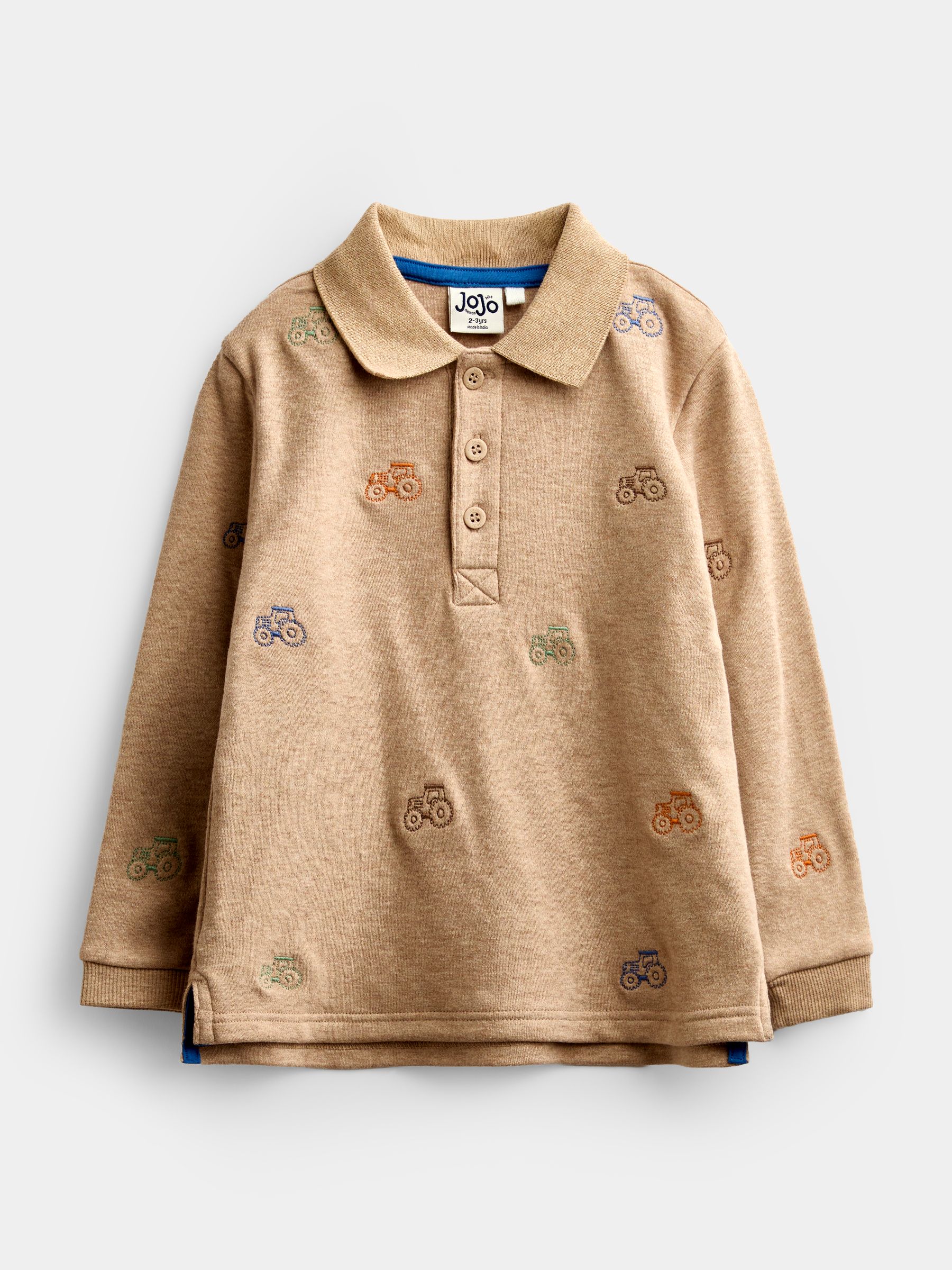 Brown Marl Tractor Embroidered Polo Shirt - Image 1 of 4 Brown Marl Tractor Embroidered Polo Shirt - Image 1 of 4