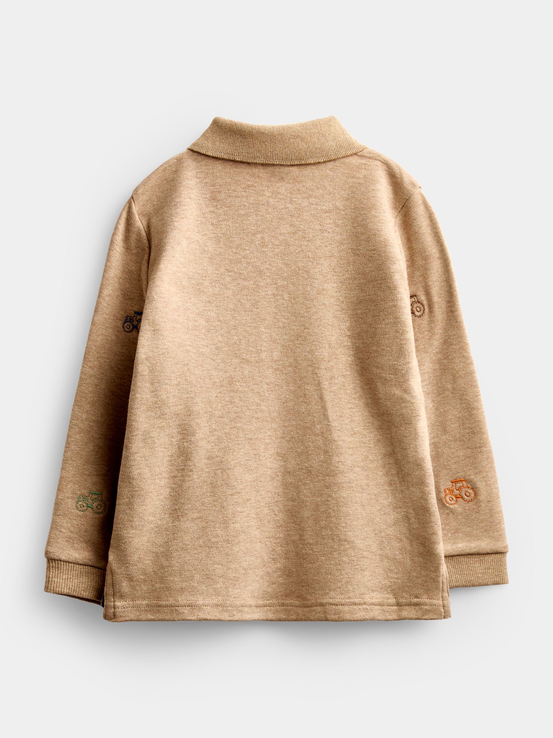 Brown Marl Tractor Embroidered Polo Shirt - Image 2 of 4 Brown Marl Tractor Embroidered Polo Shirt - Image 2 of 4