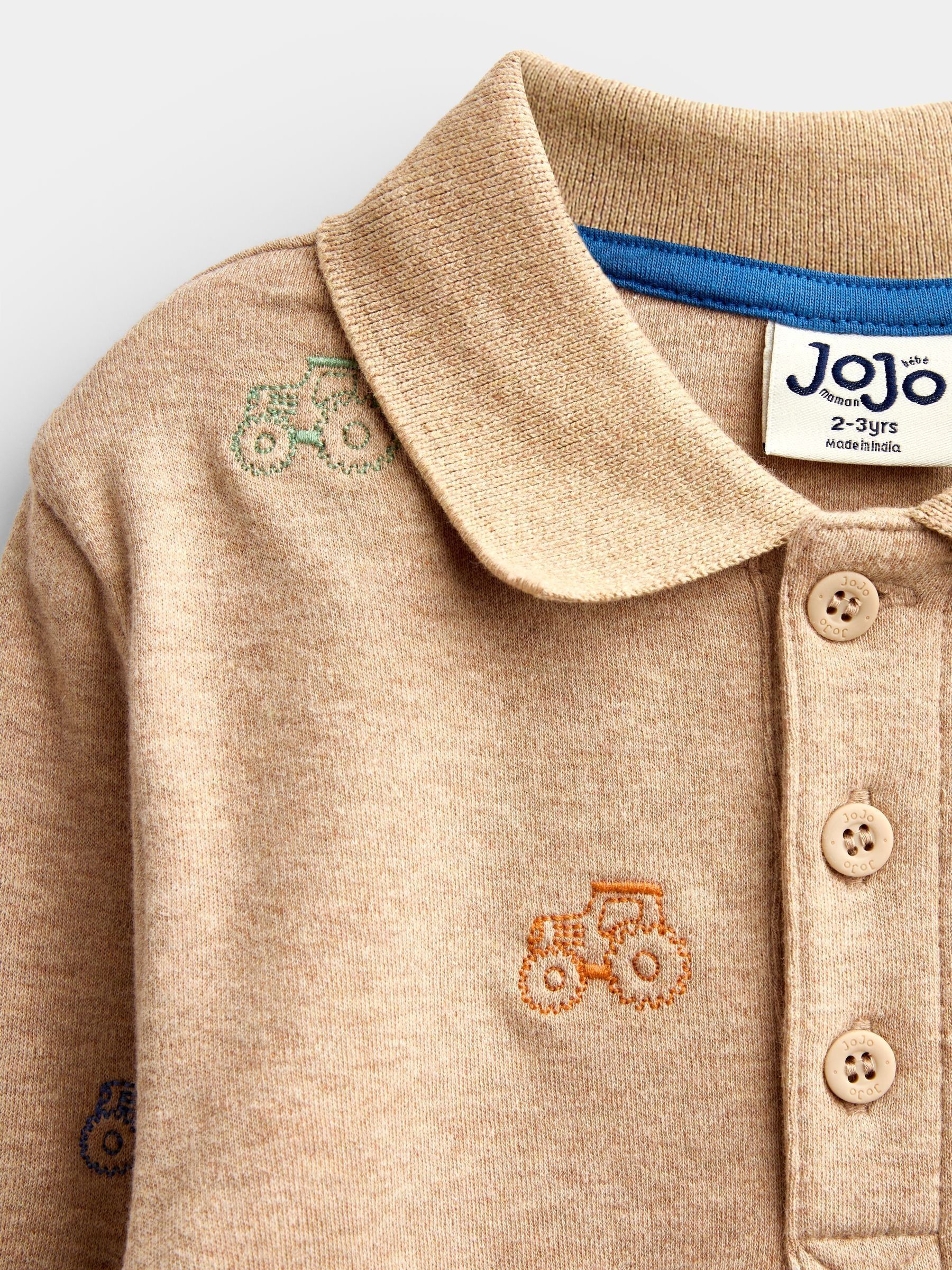 Brown Marl Tractor Embroidered Polo Shirt - Image 3 of 4