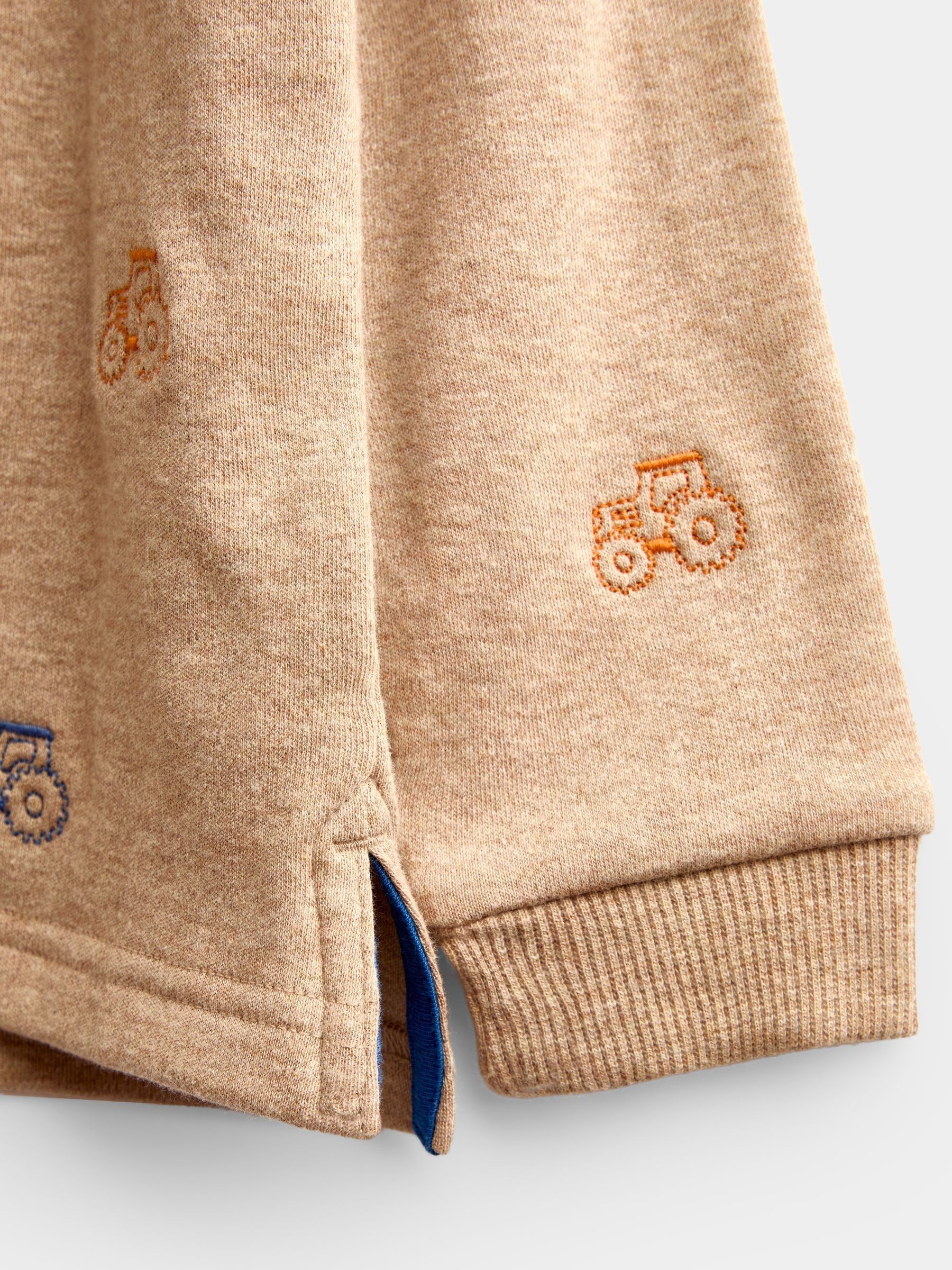 Brown Marl Tractor Embroidered Polo Shirt - Image 4 of 4