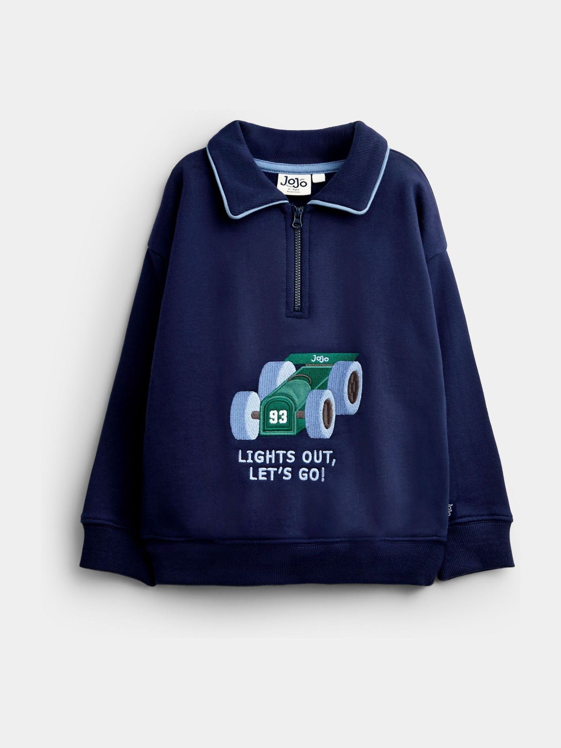 Navy Blue Race Car Appliqué Half Zip Sweatshirt - Image 1 of 4