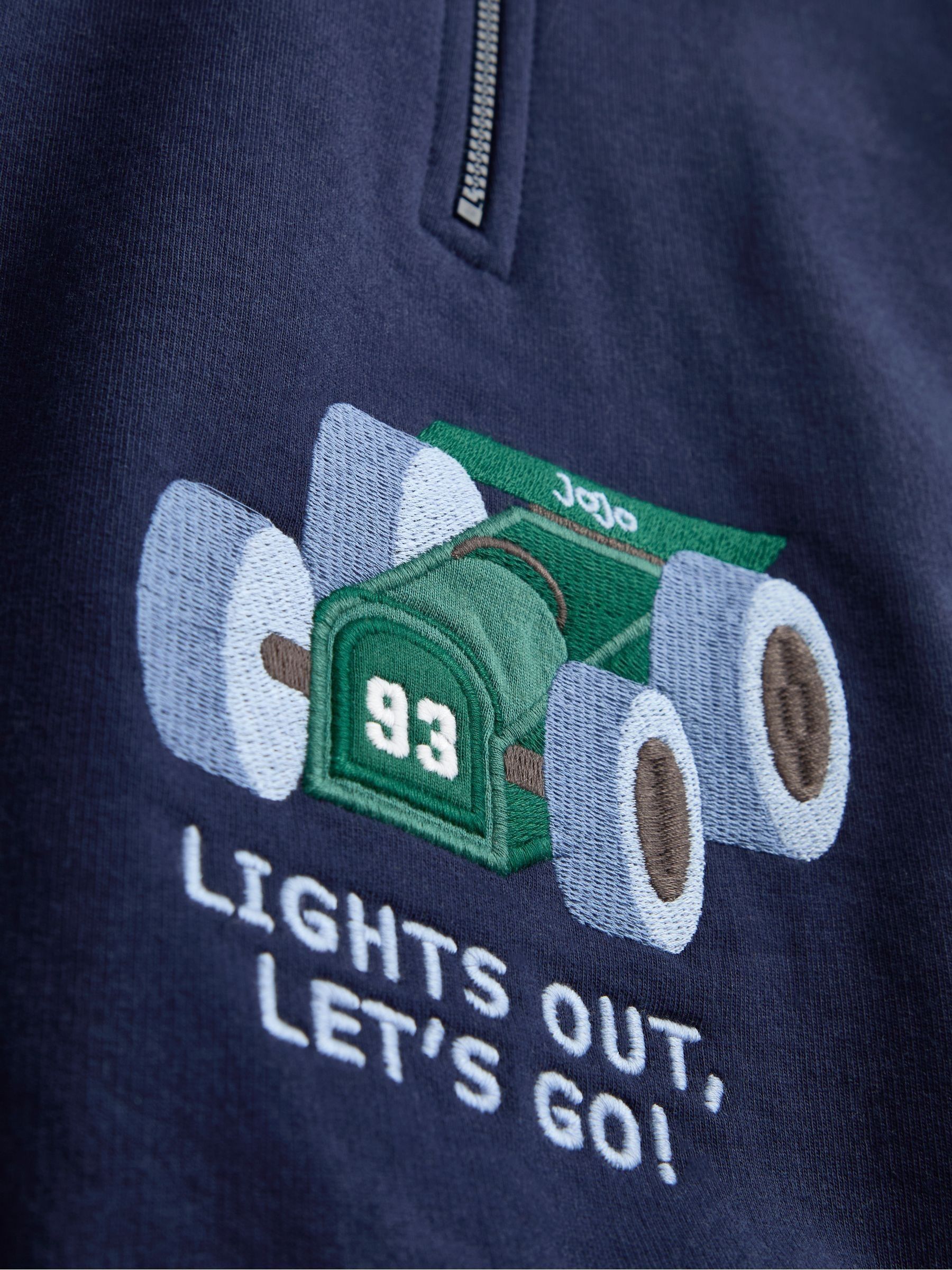 Navy Blue Race Car Appliqué Half Zip Sweatshirt - Image 3 of 4