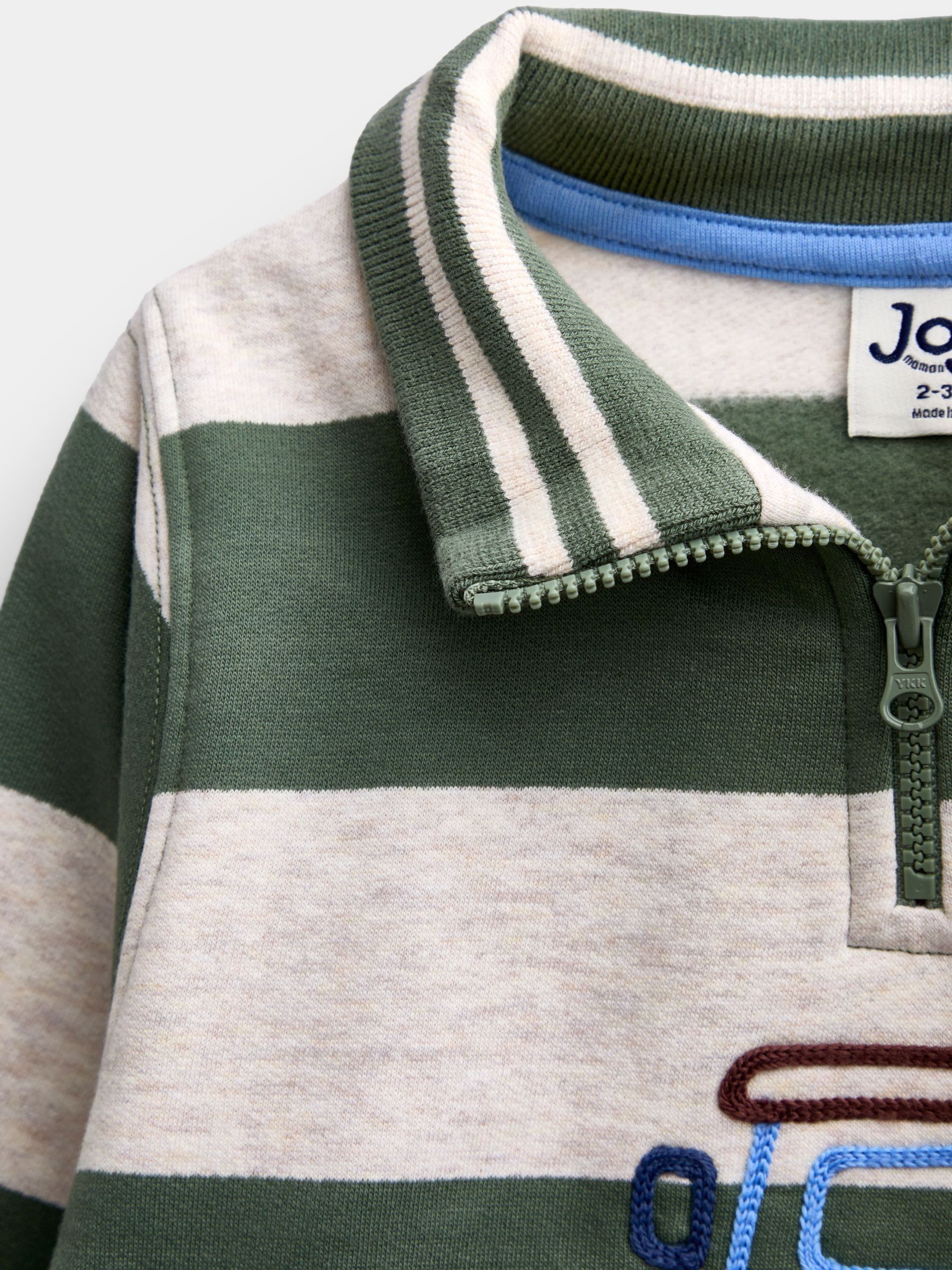 Khaki Green Tractor Embroidered Half Zip Sweatshirt - Image 3 of 4