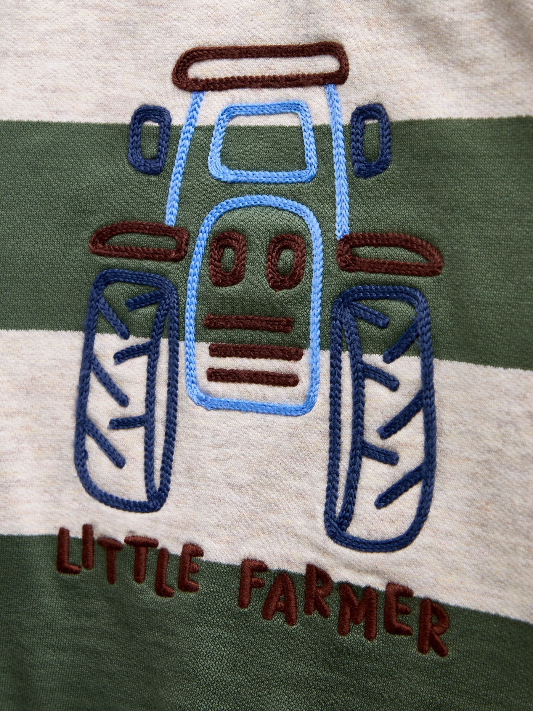 Khaki Green Tractor Embroidered Half Zip Sweatshirt - Image 5 of 5 Khaki Green Tractor Embroidered Half Zip Sweatshirt - Image 5 of 5