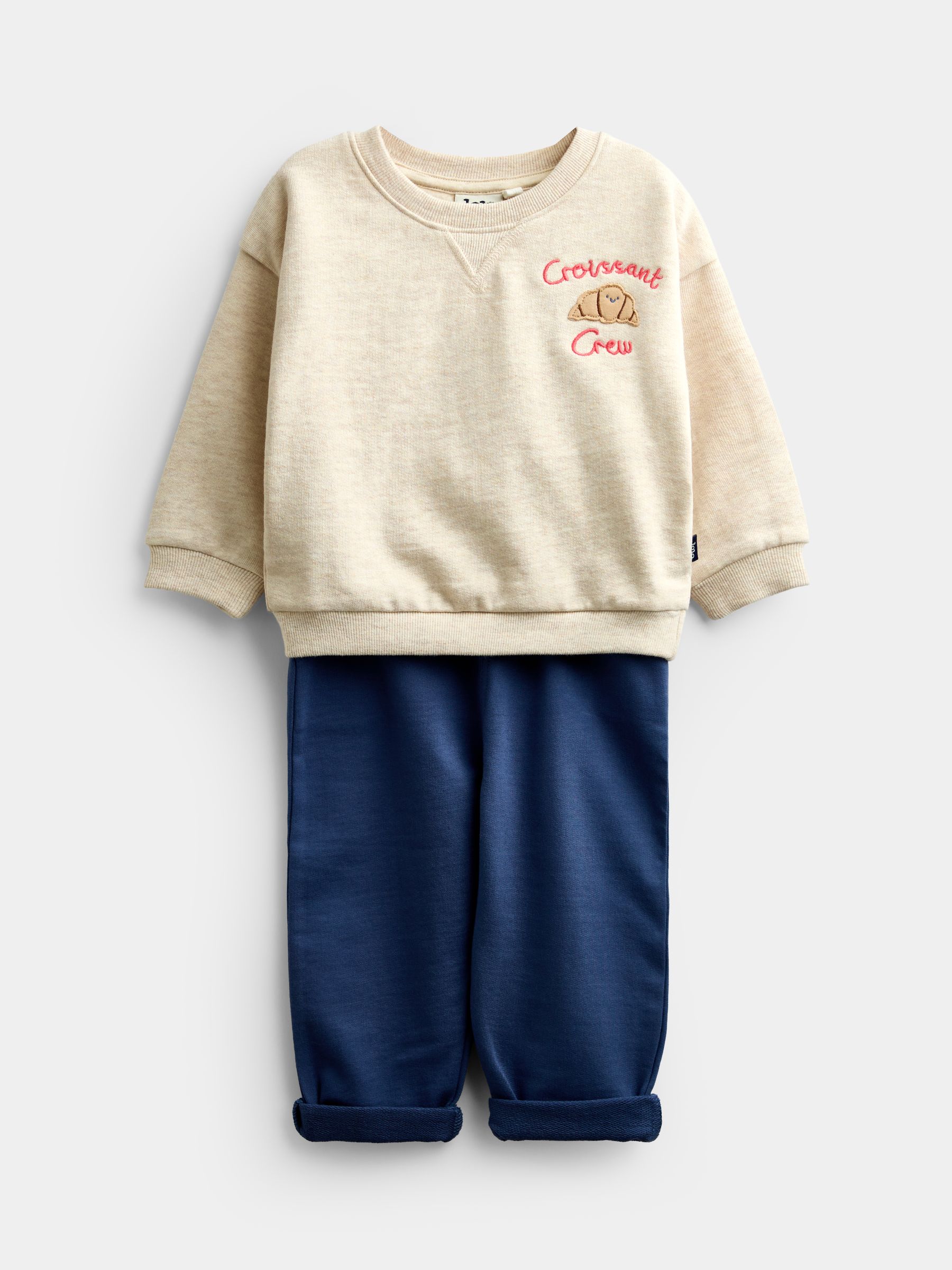 Oatmeal Croissant Appliqué Sweatshirt & Jogger Set - Image 1 of 6