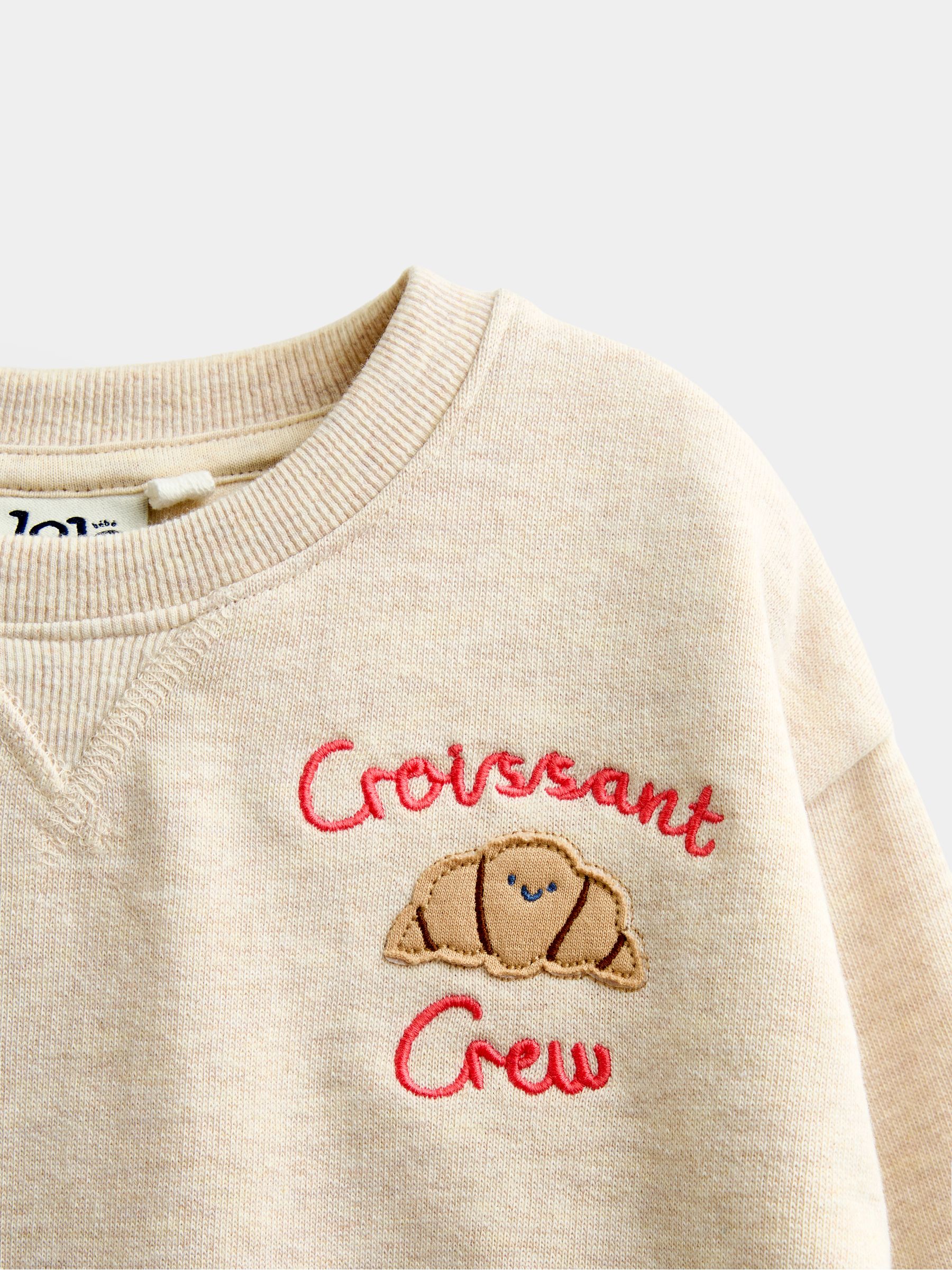 Oatmeal Croissant Appliqué Sweatshirt & Jogger Set - Image 6 of 6 Oatmeal Croissant Appliqué Sweatshirt & Jogger Set - Image 6 of 6