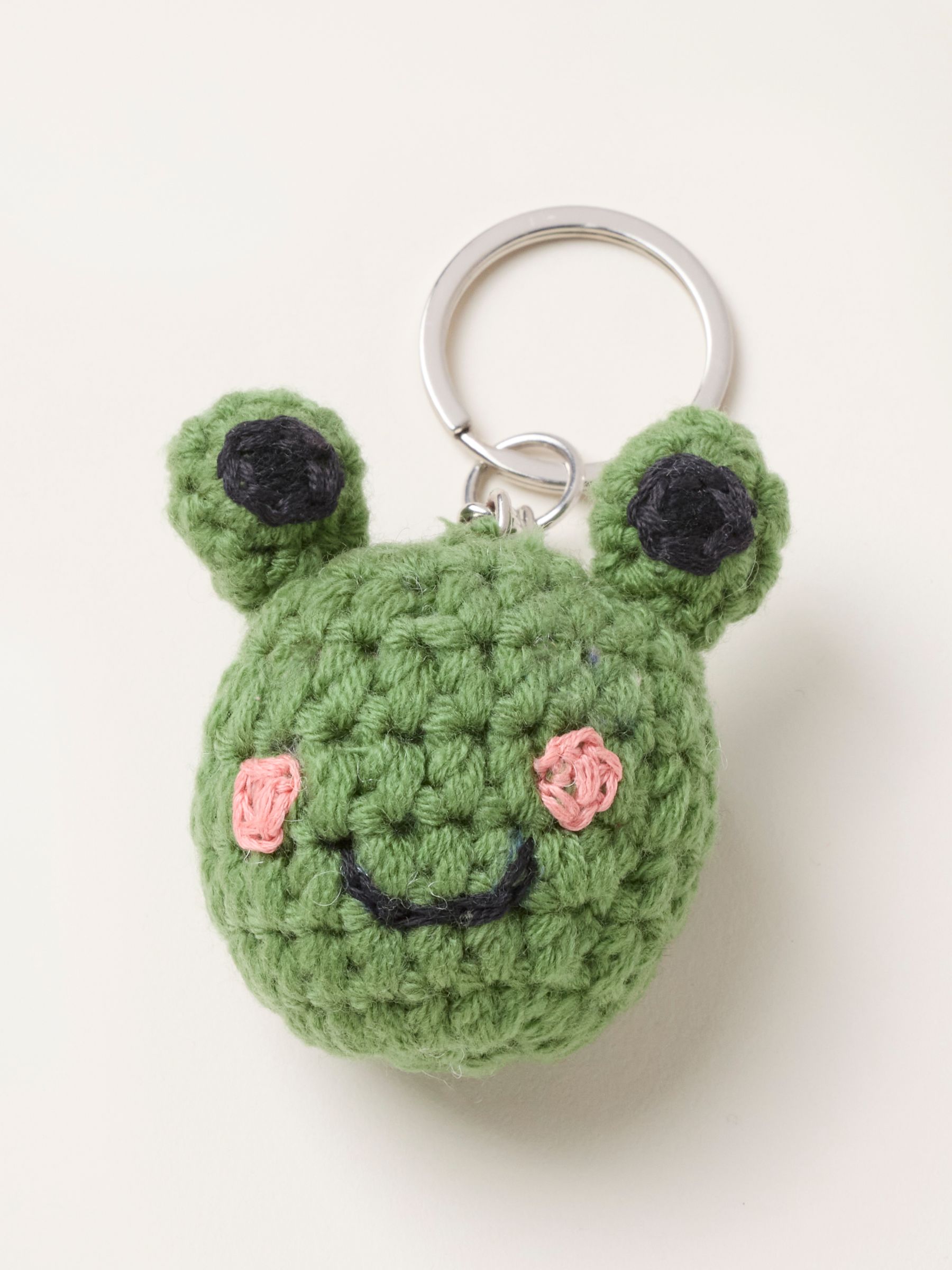 Green Crochet Frog Keyring - Image 1 of 3