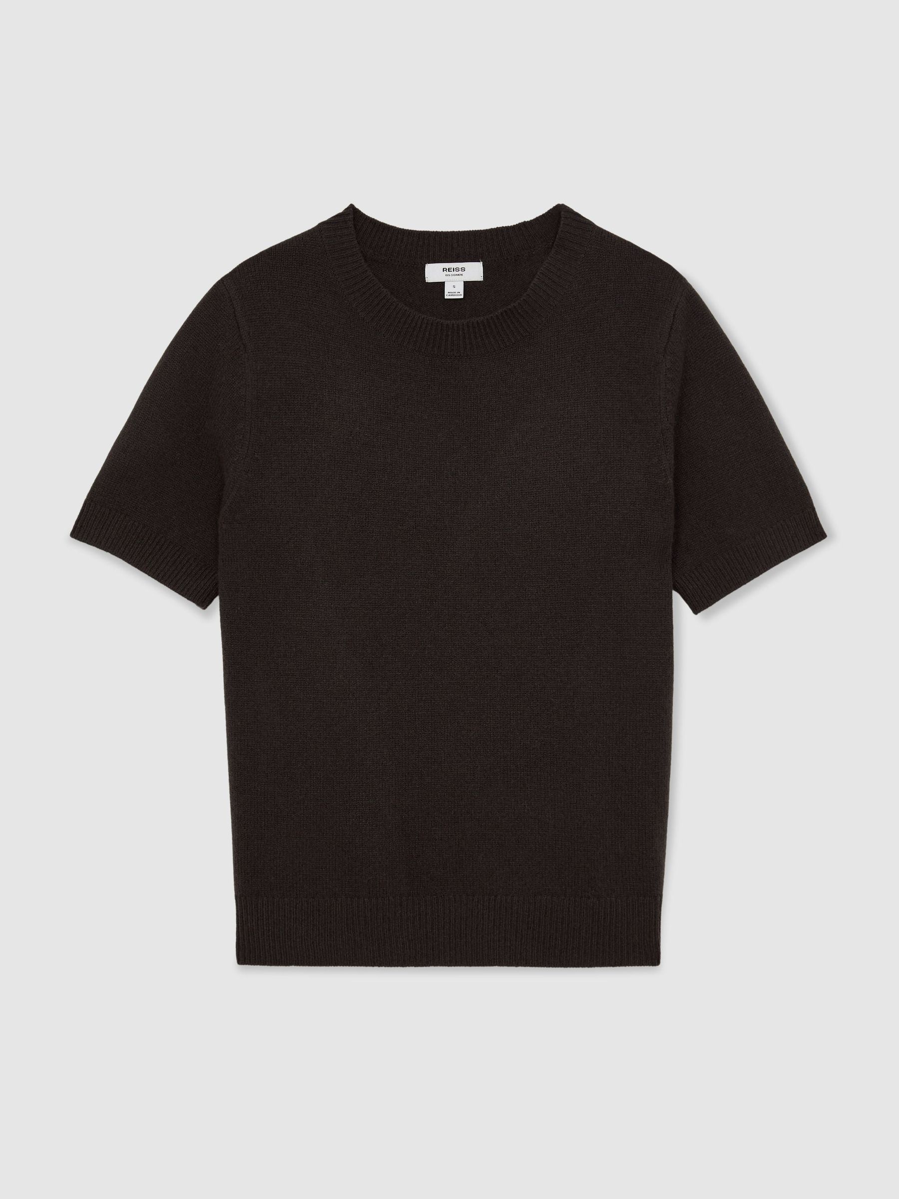 100% Cashmere Crew-Neck T-Shirt in Grape Burgundy - Image 2 de 6
