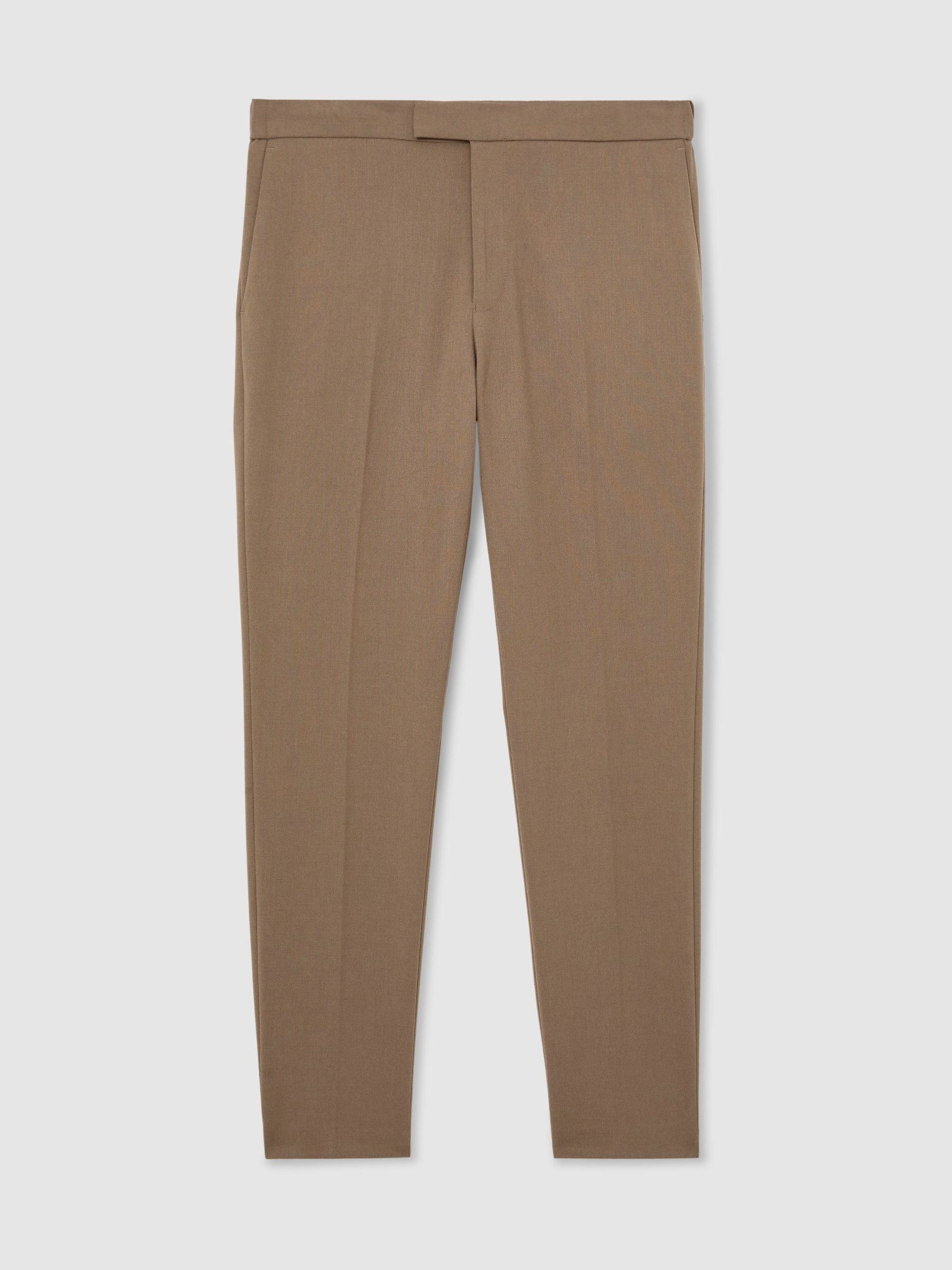 Slim Fit Stretch Drawstring Trousers in Mink Brown - Image 2 of 7