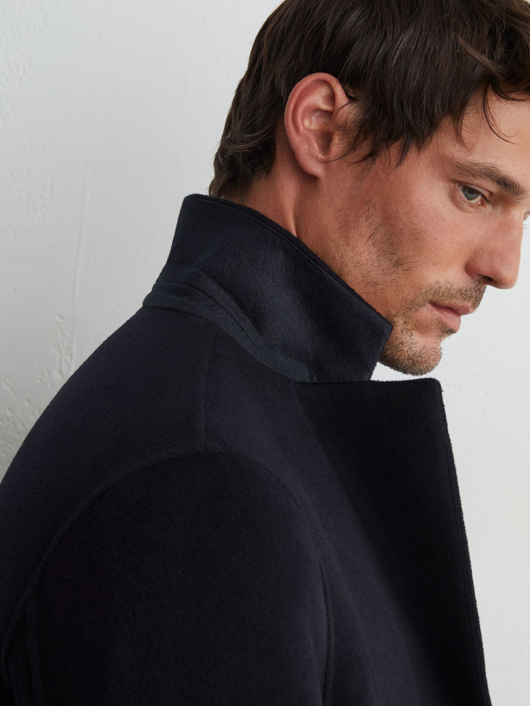 Wool-Blend Single-Breasted Epsom Coat in Navy - Image 4 of 7